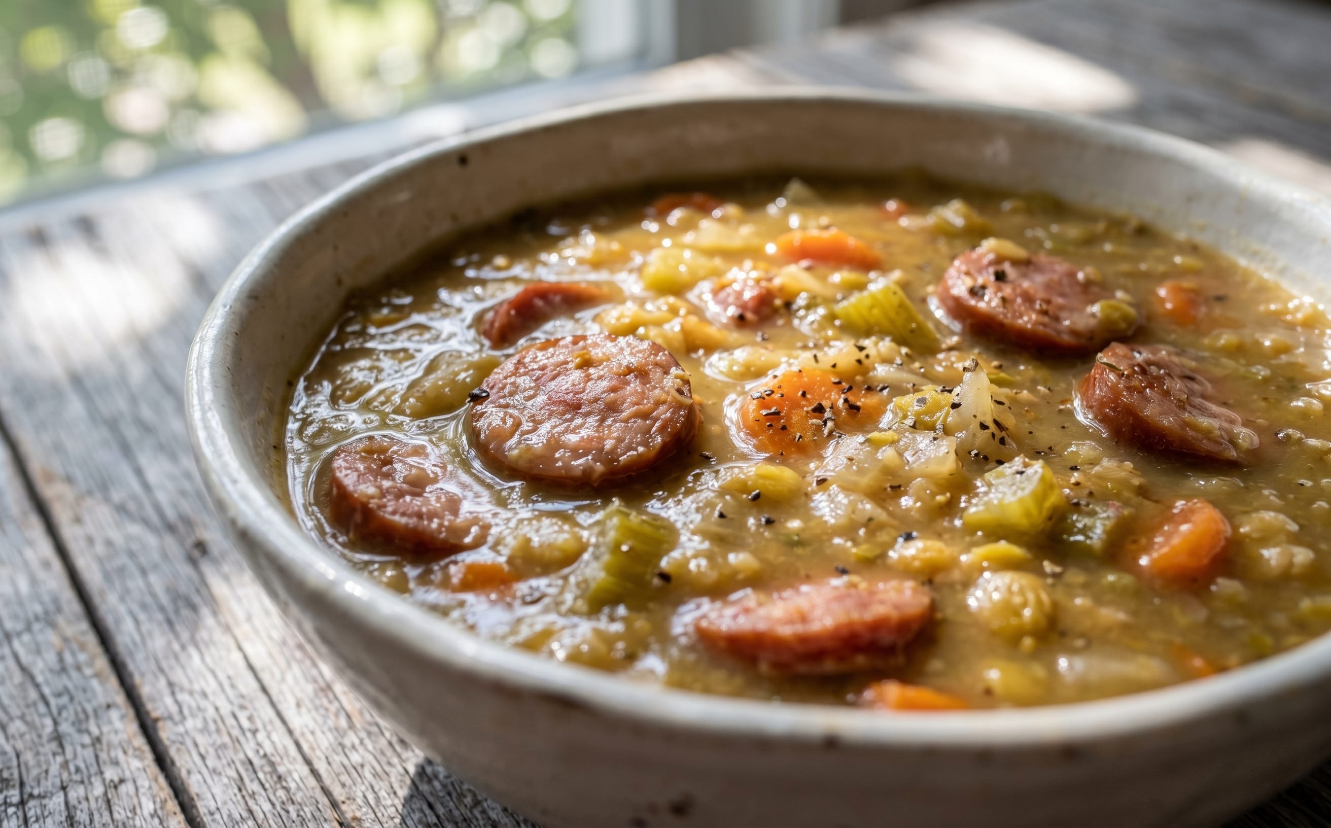 Hrachová Polievka s Klobásou (Split Pea and Sausage Soup)