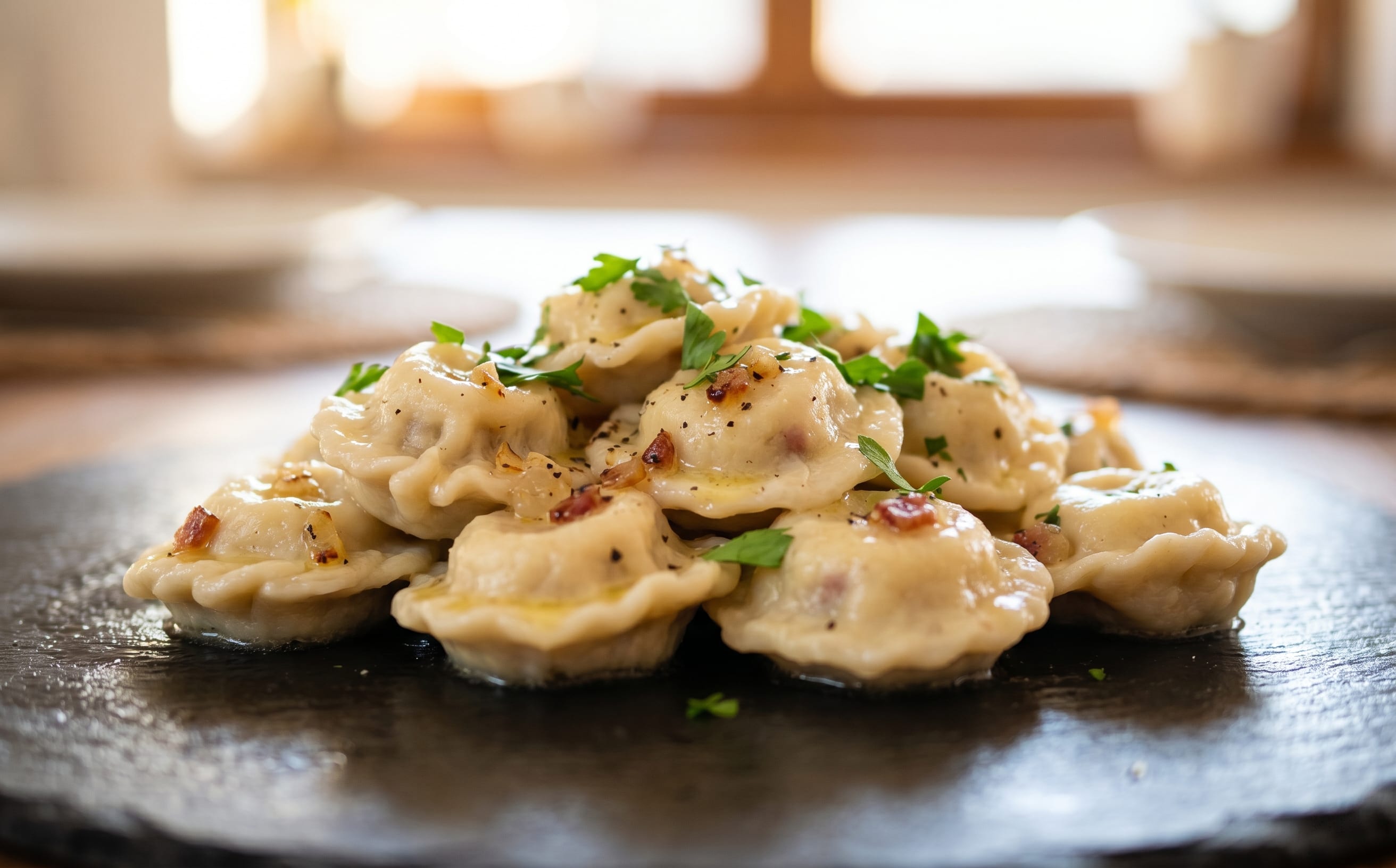 Idrijski Žlikrofi (Slovenian Potato-Filled Dumplings)