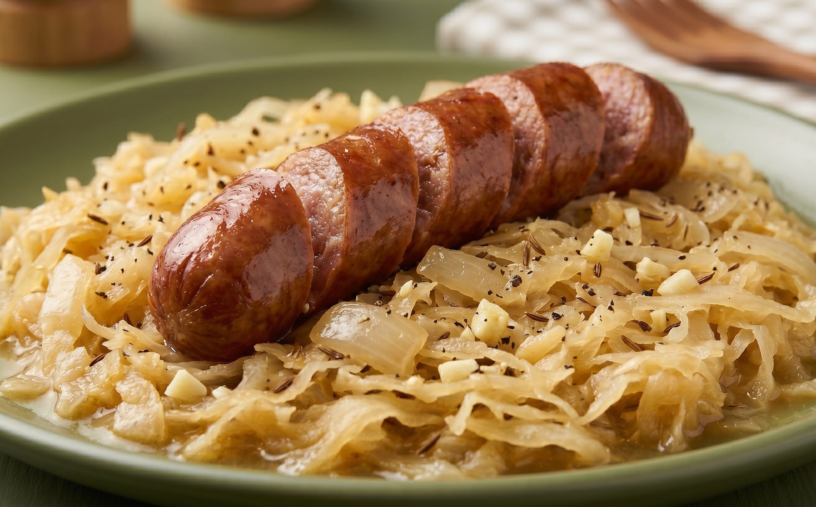 Kranjska Klobasa s Kislim Zeljem (Carniolan Sausage with Sauerkraut)