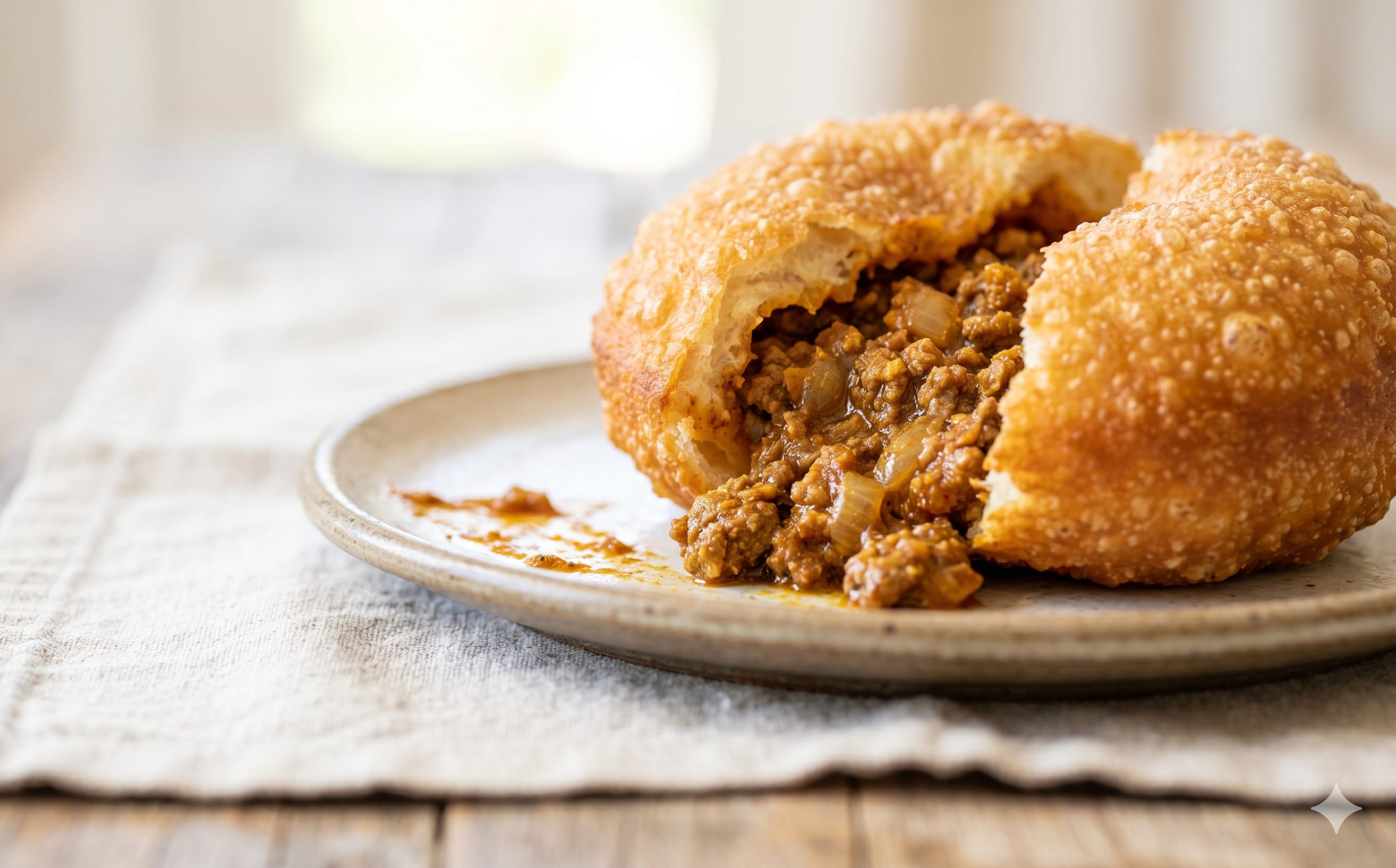 Vetkoek with Curried Mince