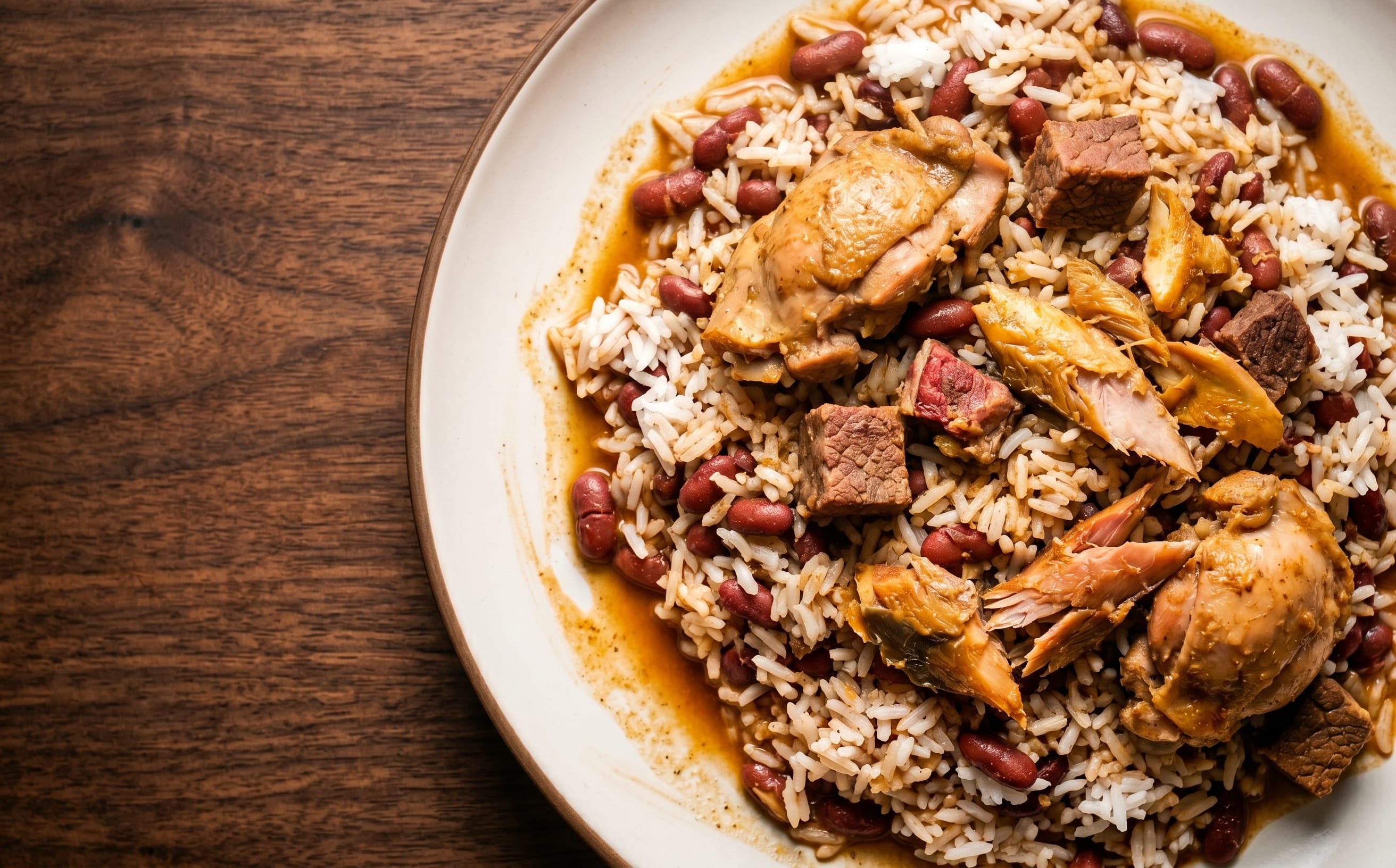 Moksi Alesi (Mixed Rice with Chicken, Salted Beef, and Smoked Fish)