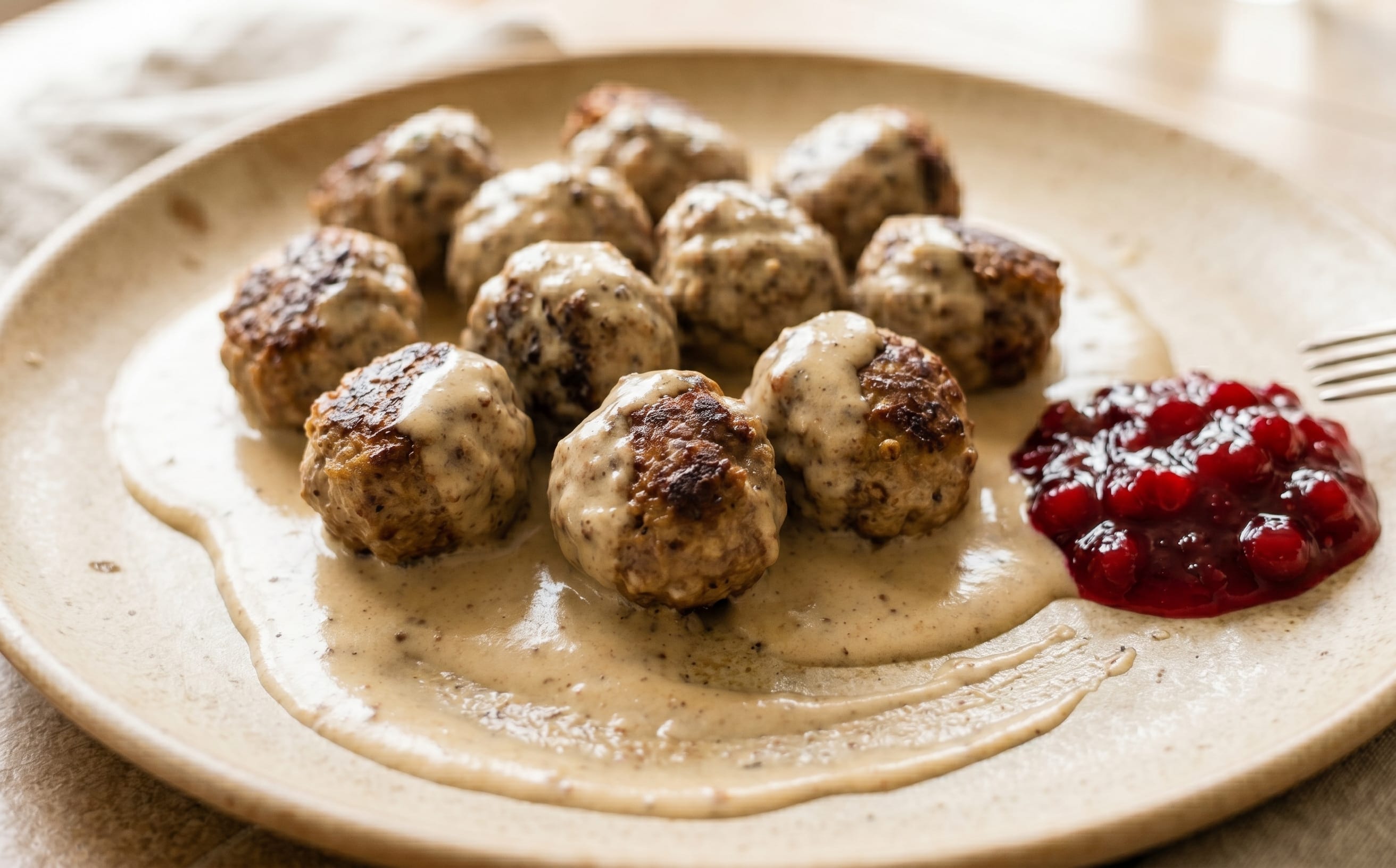 Köttbullar (Swedish Meatballs with Cream Gravy)
