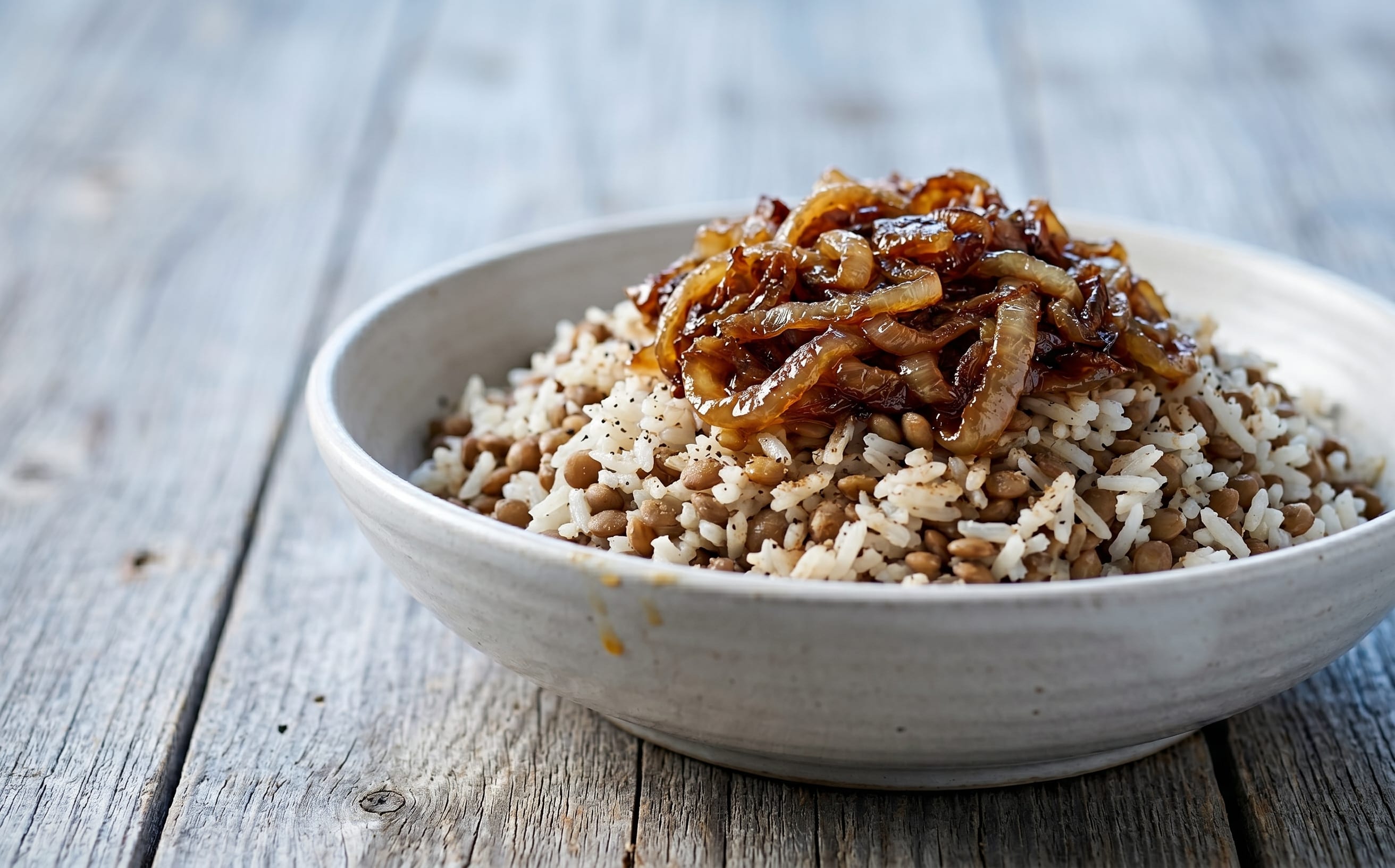 Mujaddara bi Ruz (Lentils and Rice with Caramelized Onions)