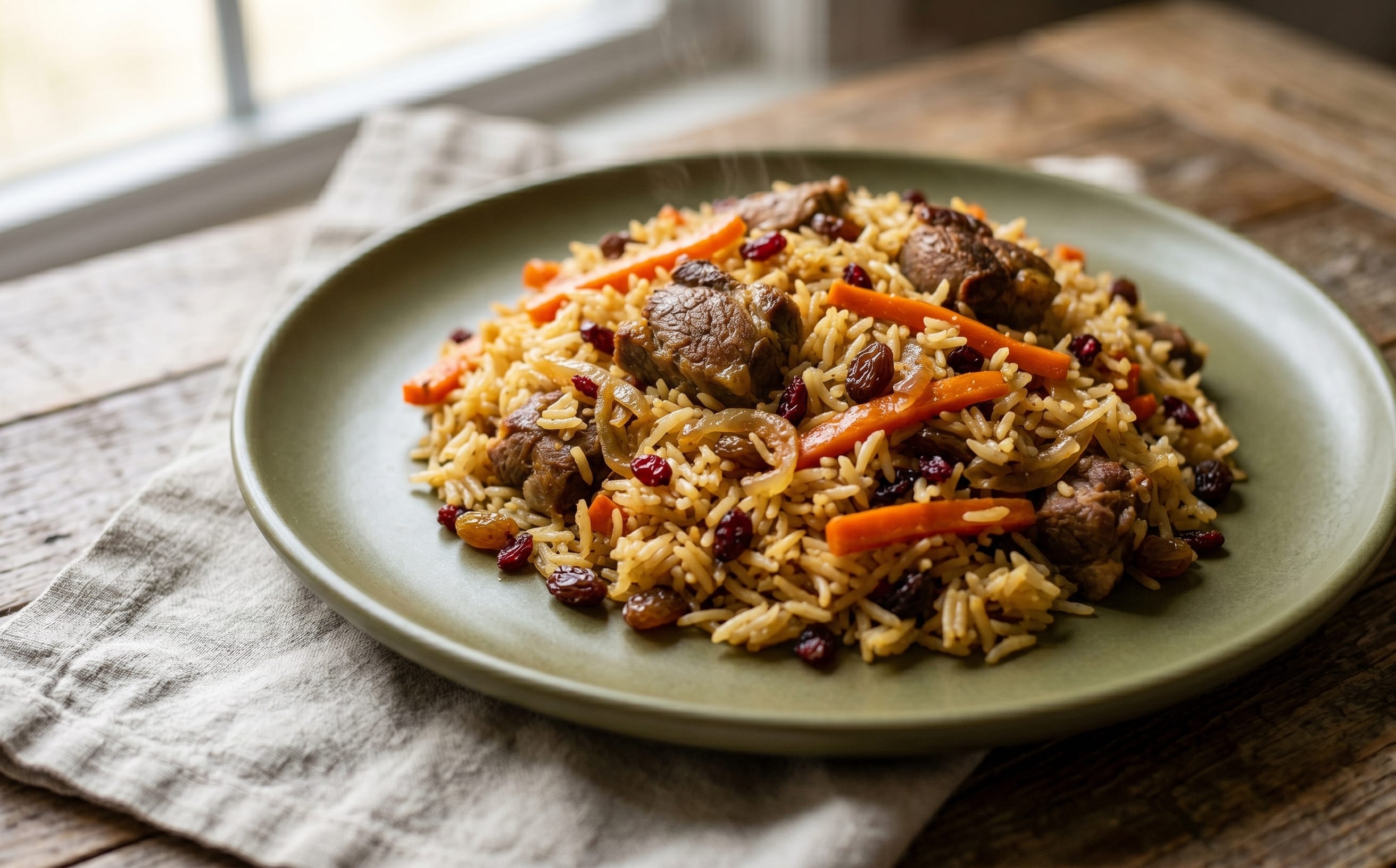 Oshi Palav (Lamb and Carrot Rice Pilaf)