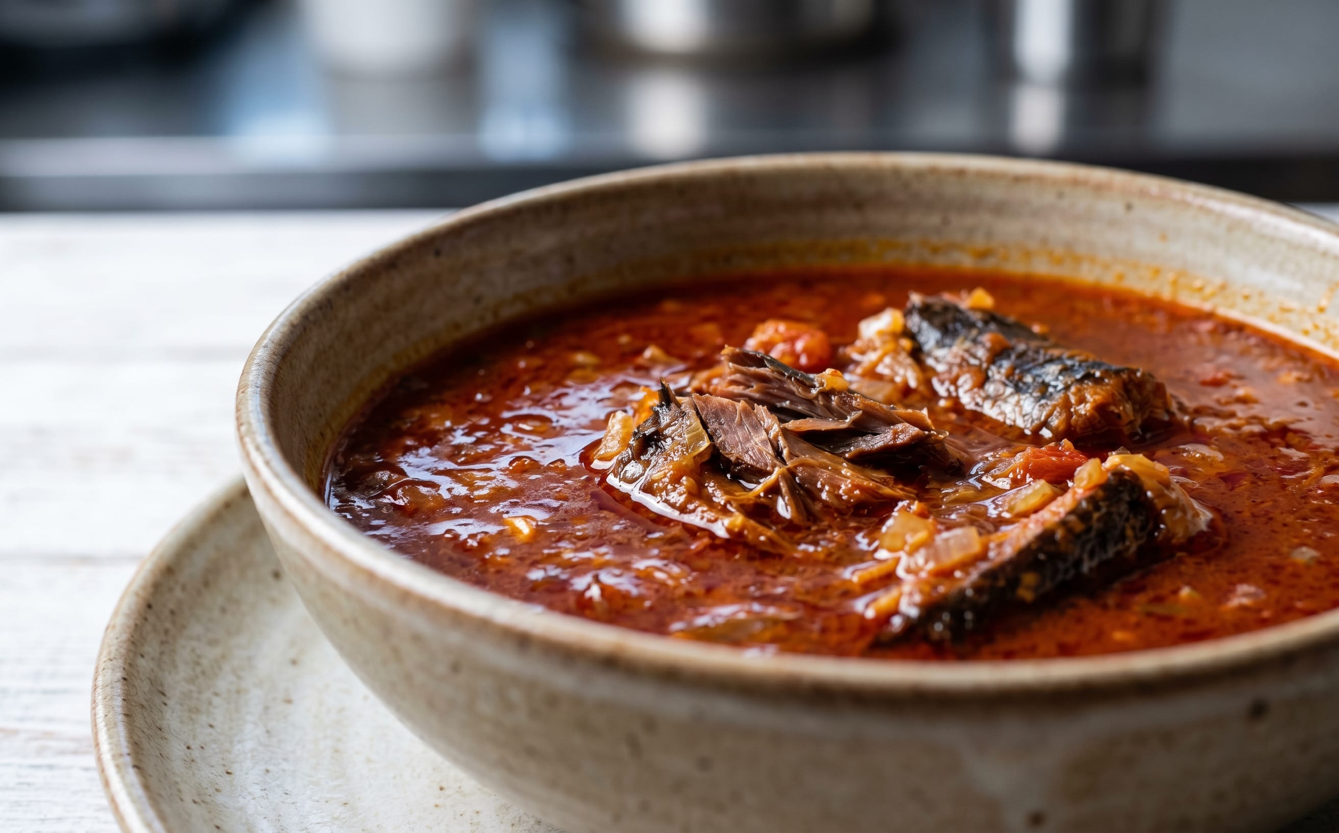 Dékou Dessi (Palm Nut Soup with Smoked Fish)