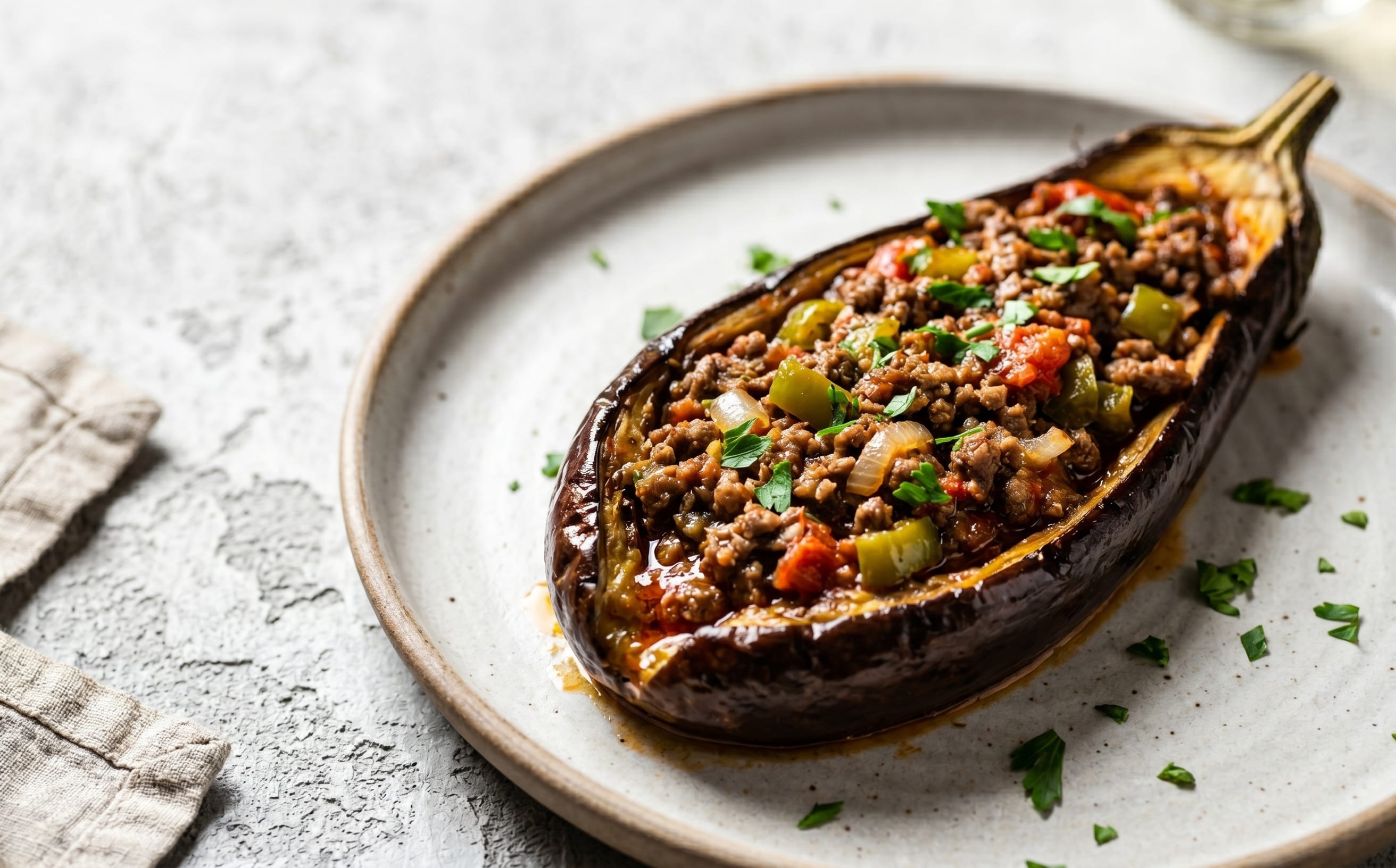 Karnıyarık (Beef-Stuffed Eggplant)