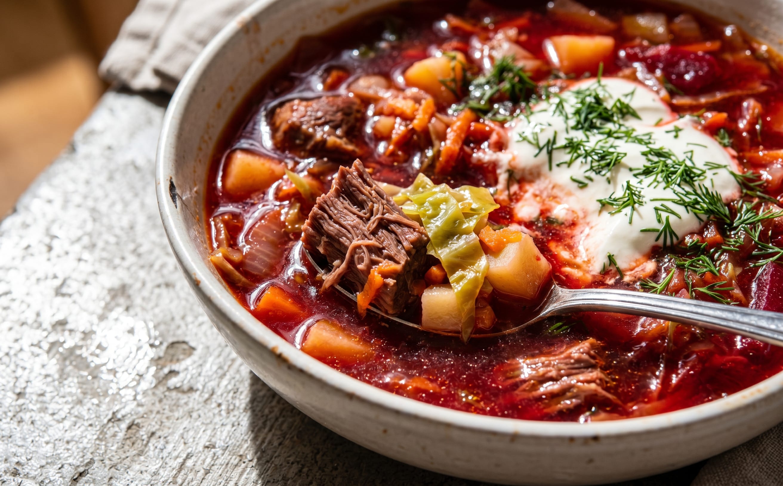 Borshch (Beet and Cabbage Soup)