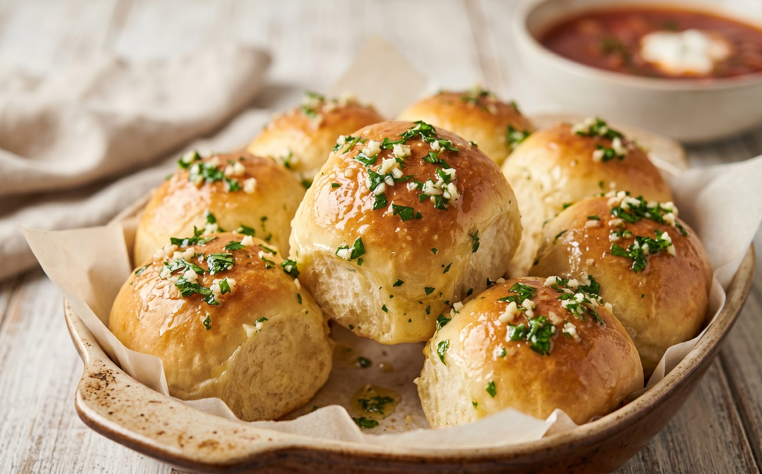 Pampushky (Ukrainian Garlic Rolls)