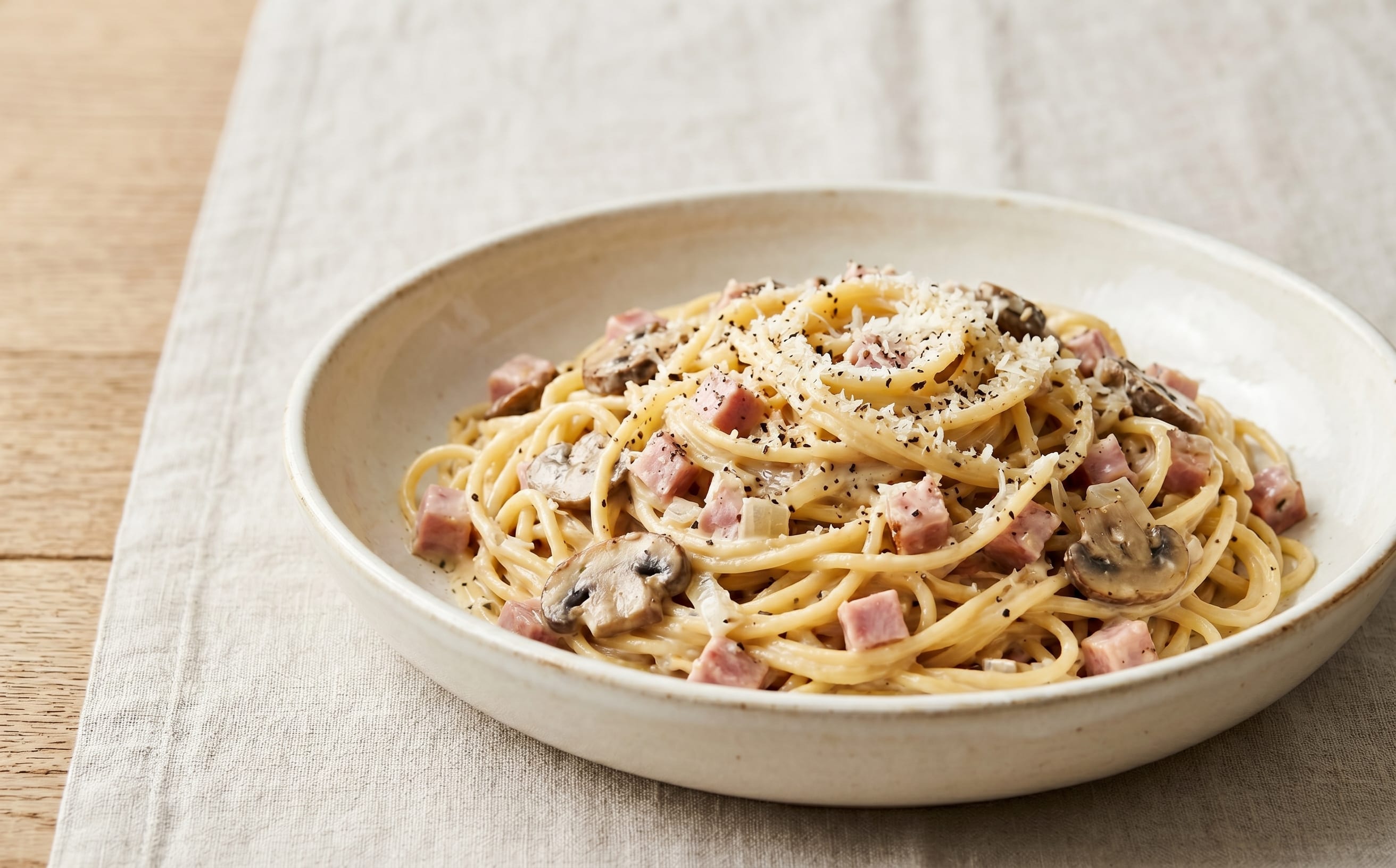 Pasta Caruso (Ham and Mushroom Cream Pasta)