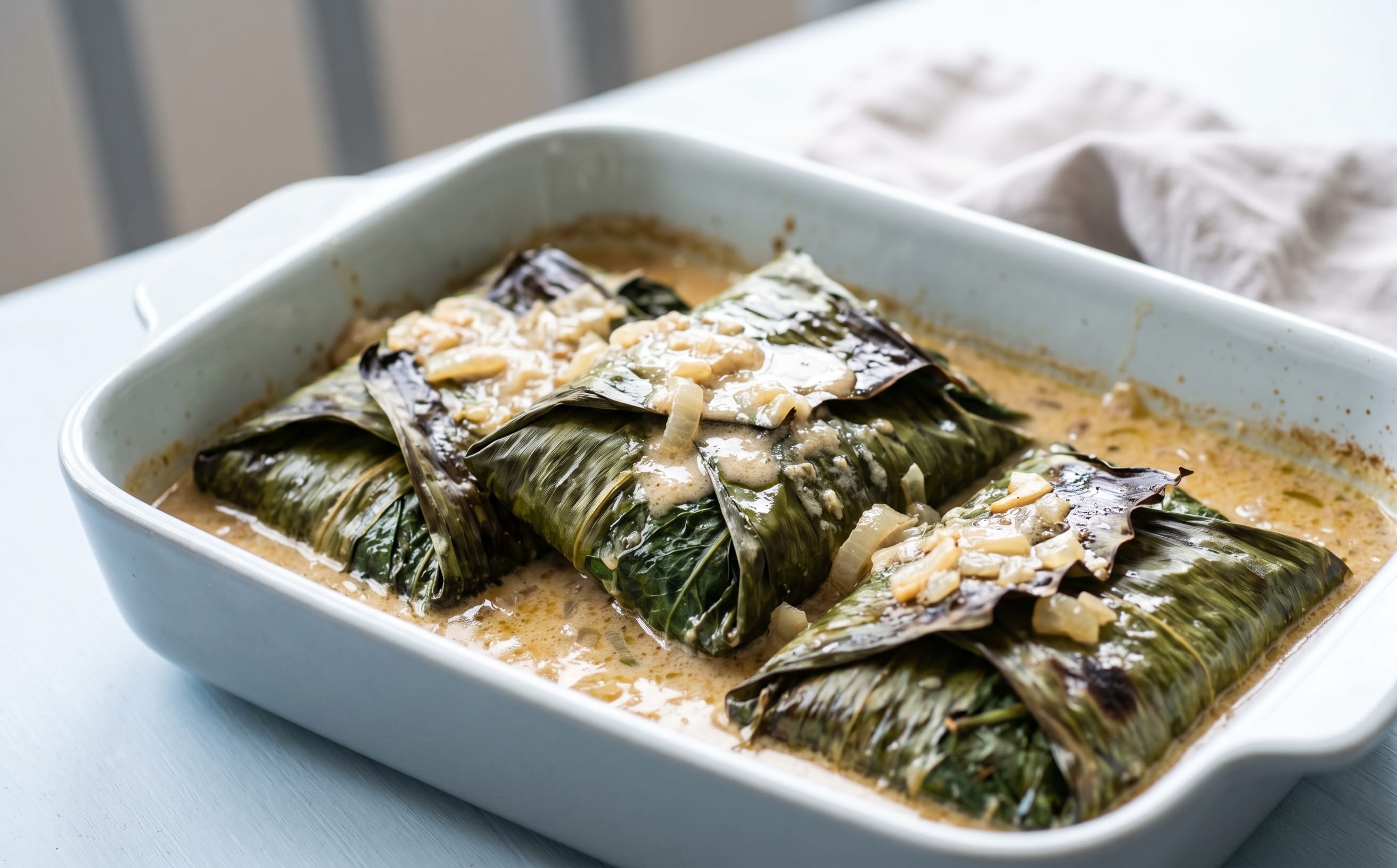 Simboro (Leaf-Wrapped Root-Vegetable Rolls)