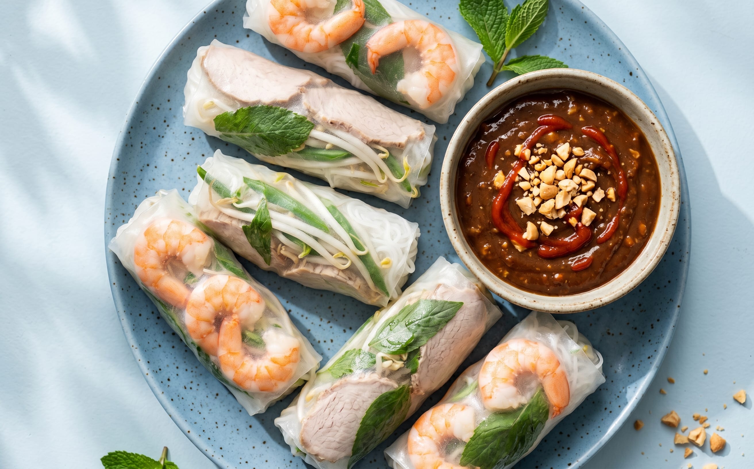 Gỏi Cuốn (Fresh Spring Rolls with Peanut-Hoisin Sauce)
