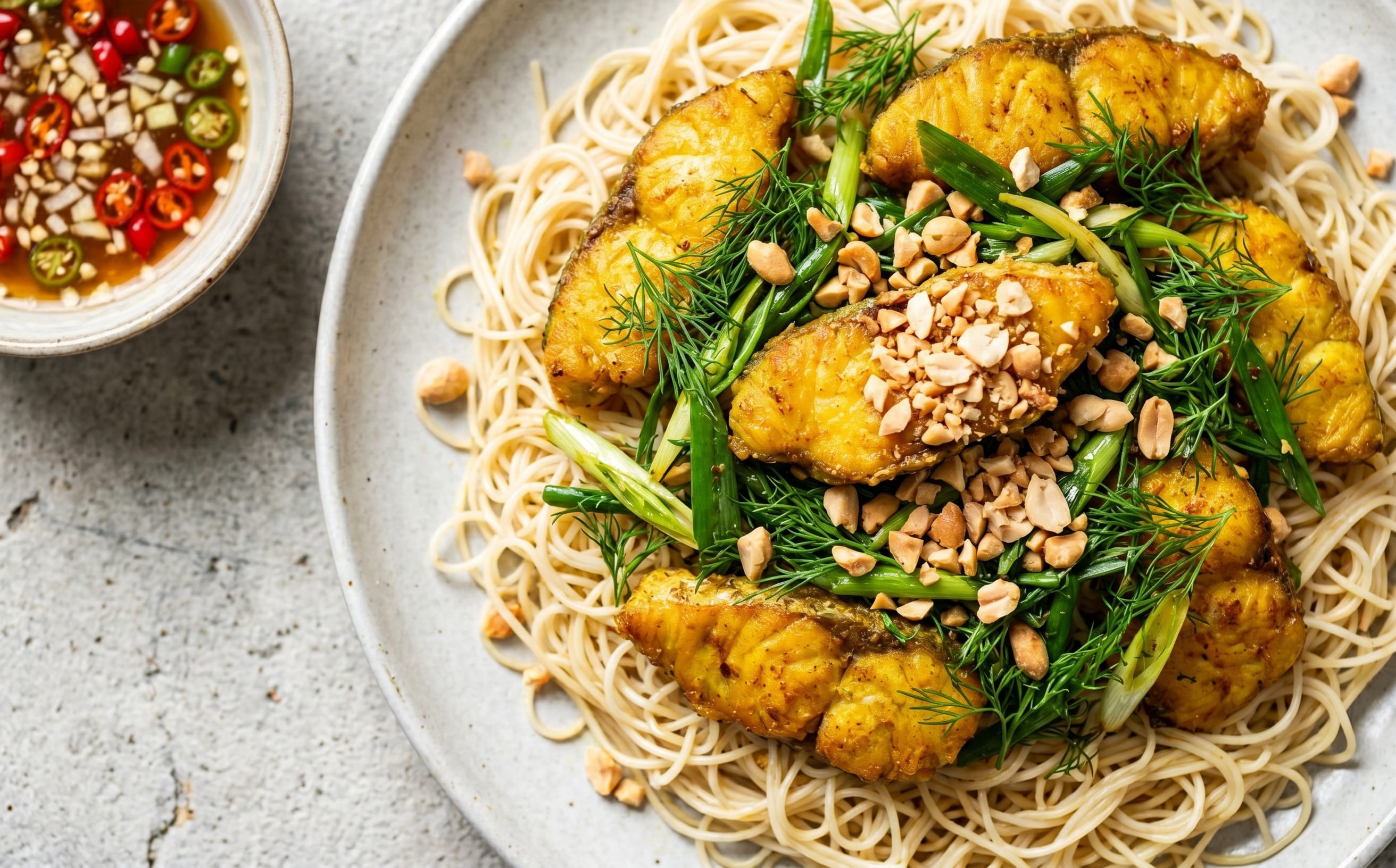 Chả Cá Lã Vọng (Turmeric Fish with Dill and Vermicelli)