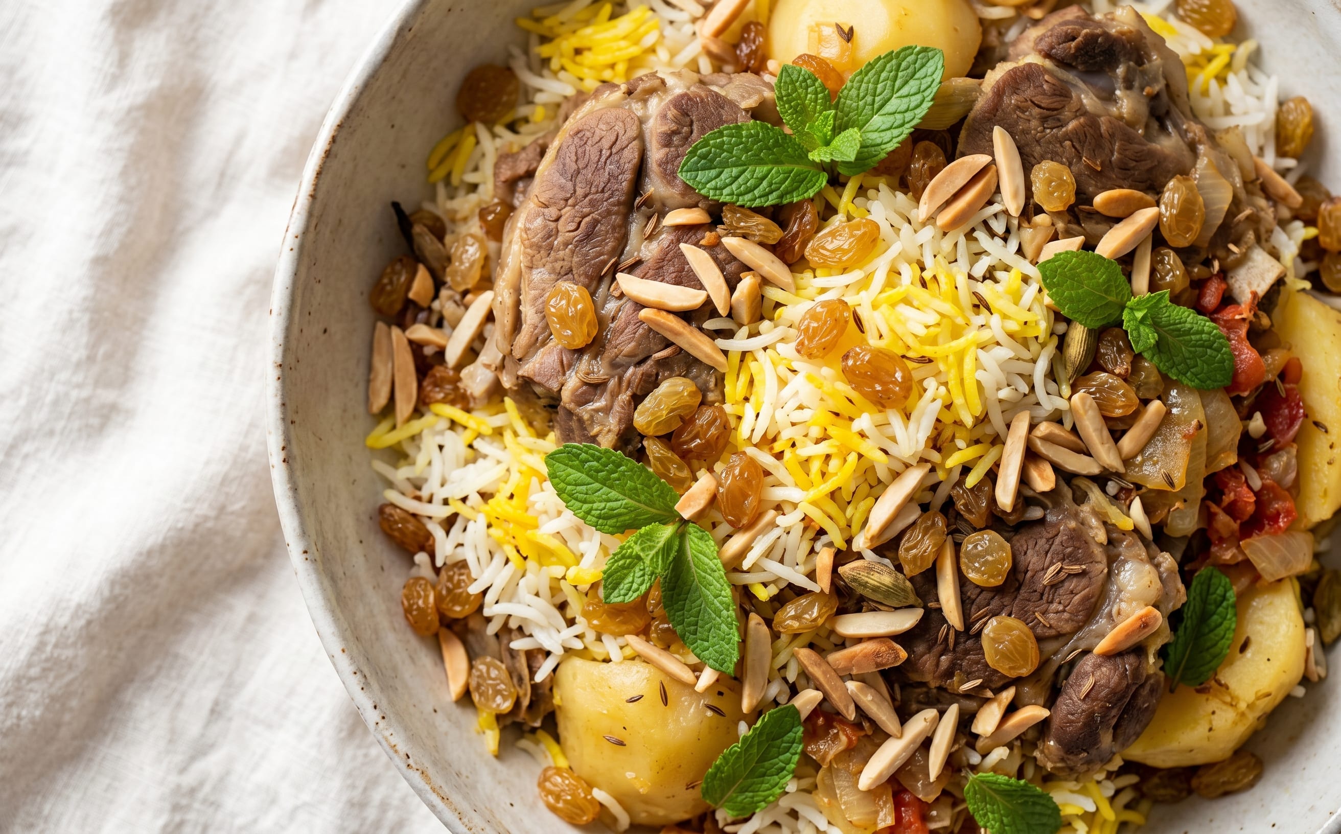 Zurbian (Spiced Lamb Rice with Potatoes)