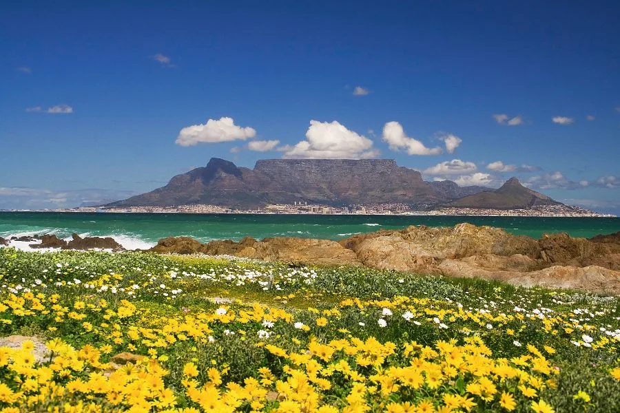 Blick auf Kapstadt und den Tafelberg, Südafrika, Wanderreise.