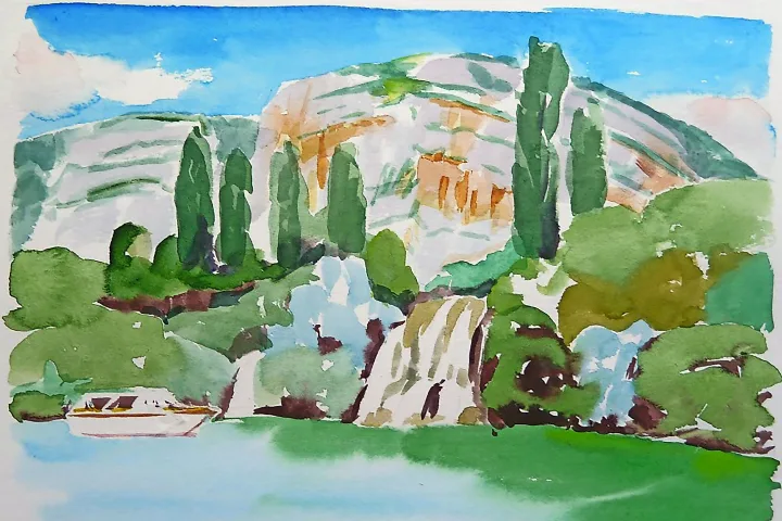 Malen mit Nora Dreissigacker in Dalmatien auf der Insel Krapanj