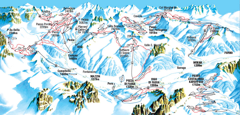 Val Di Fassa Ski Holidays Deals 2024 2025 Canazei Skiing Inghams   Italy Dolomites Val Di Fassa Ski Piste Map 