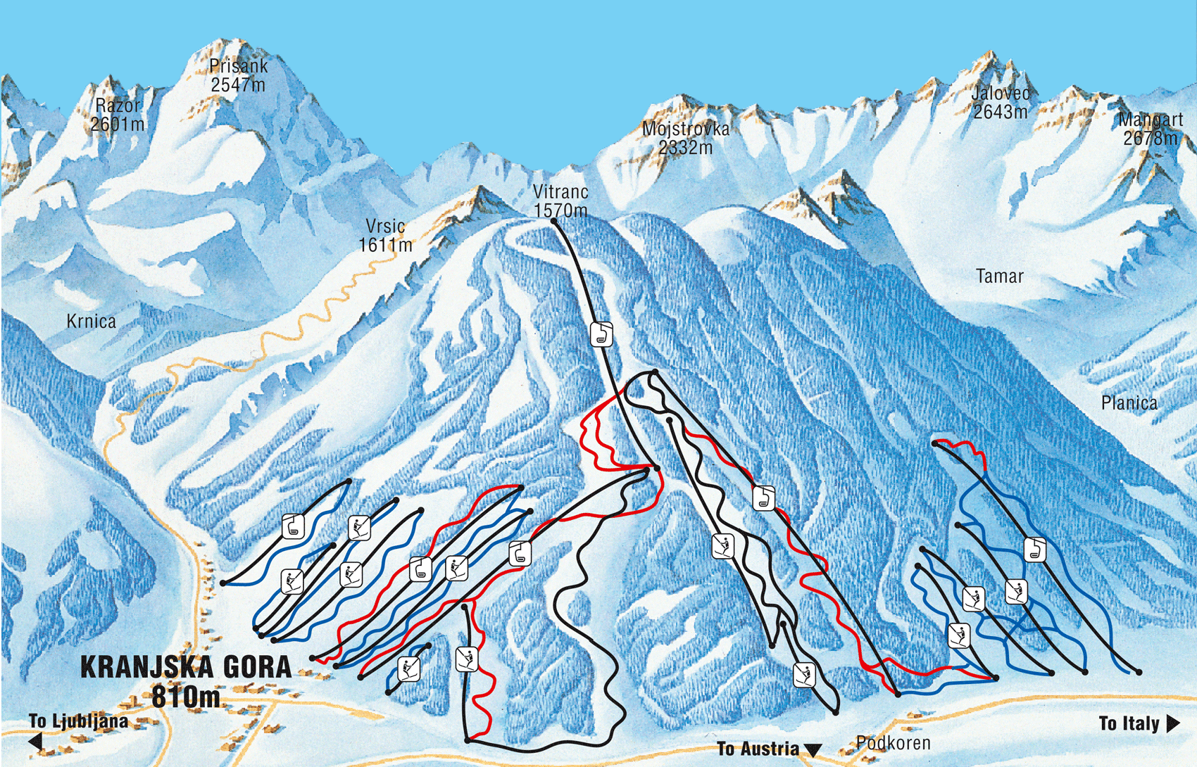 Kranjska Gora Ski Piste Map 