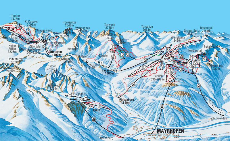 Austria Mayrhofen Piste Map 