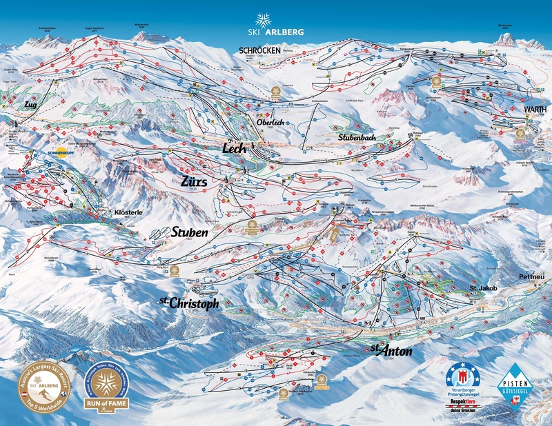 Austria Lech Piste Map 