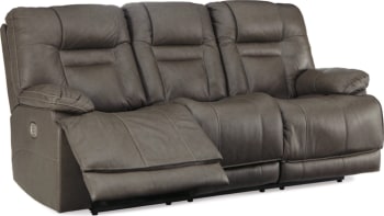 Wurstrow Power Reclining Sofa with Adjustable Headrest - Smoke