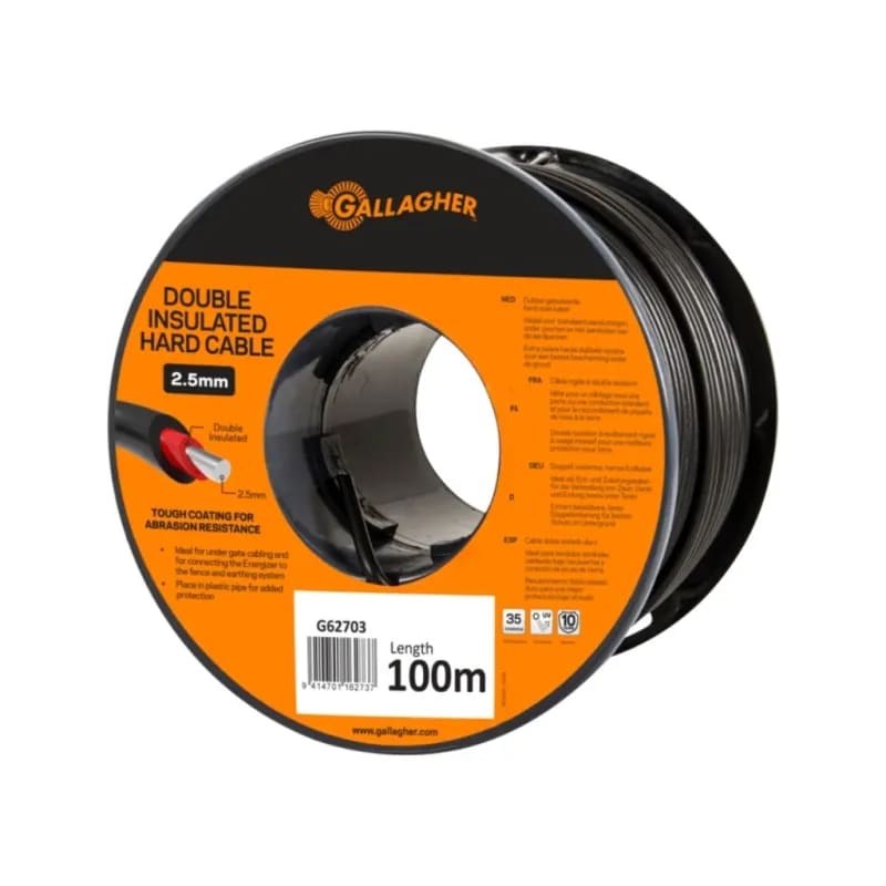 Gallagher Cable duro, doble aislacion de 2,5 mm x 100 mts