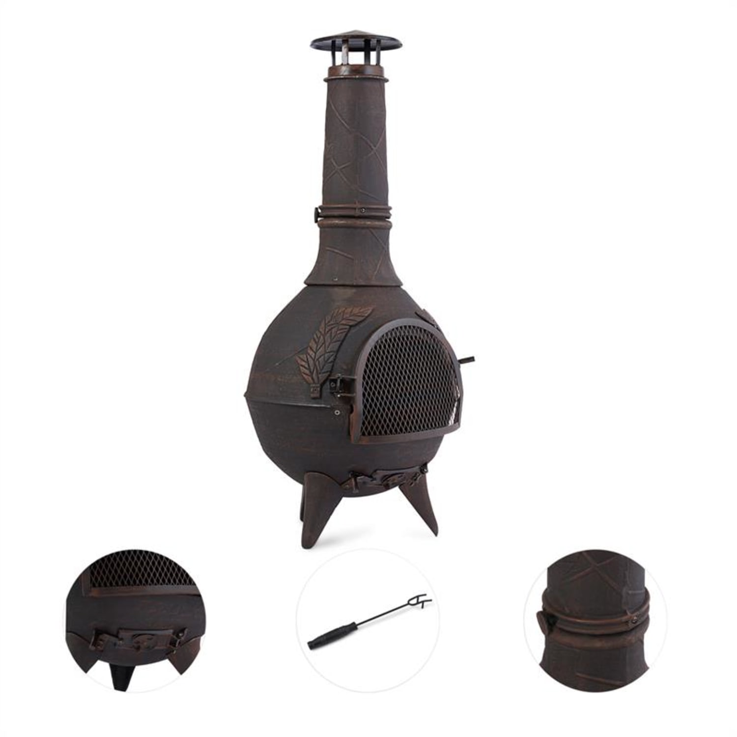 Augustus Gartenofen Terrassenofen Gusseisen 120 cm Antik-Design Bronze 