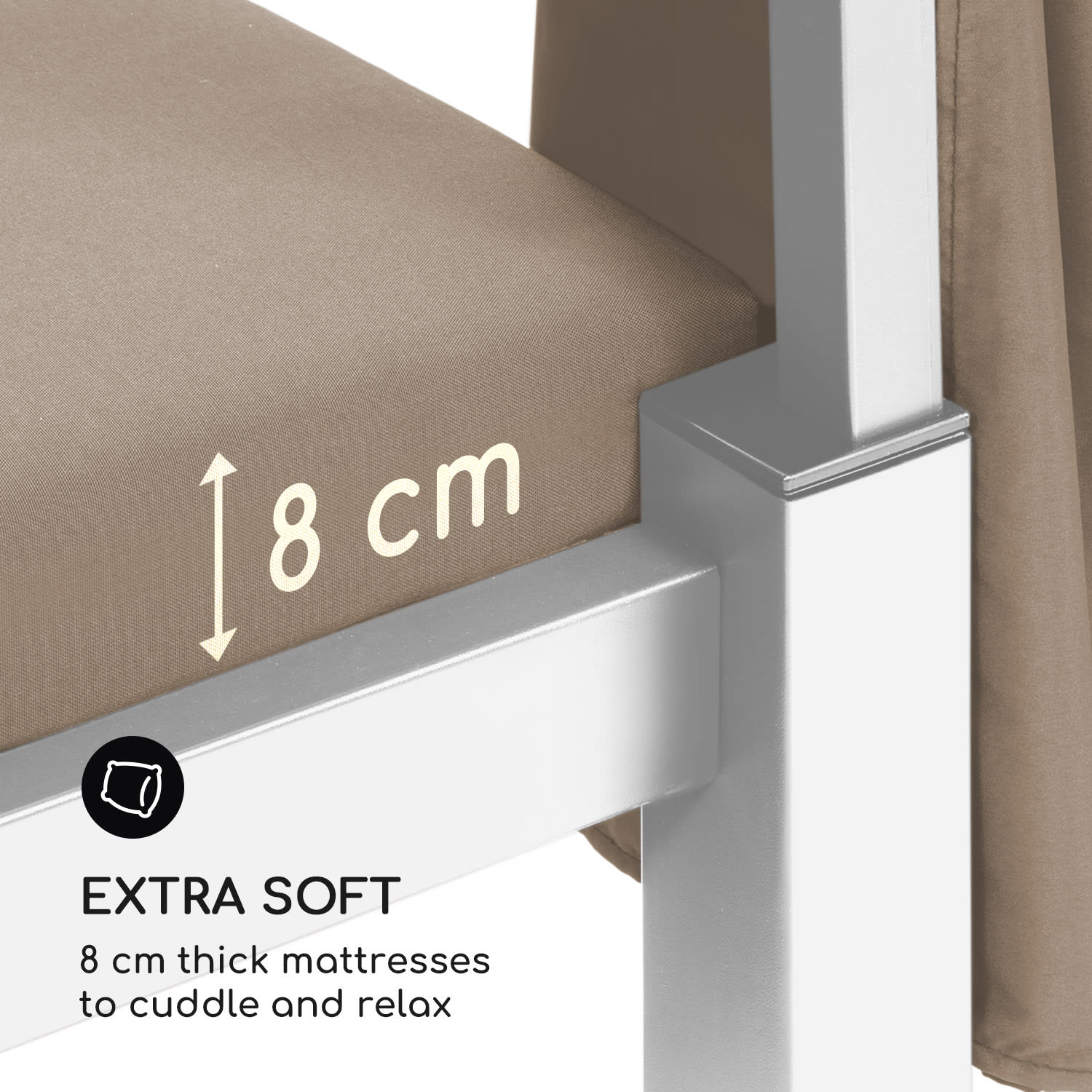 Senator Lounge, kerti pihenőágy, 188 x 208 x 205 cm, napellenző tető, taupe Meleg szürkésbarna