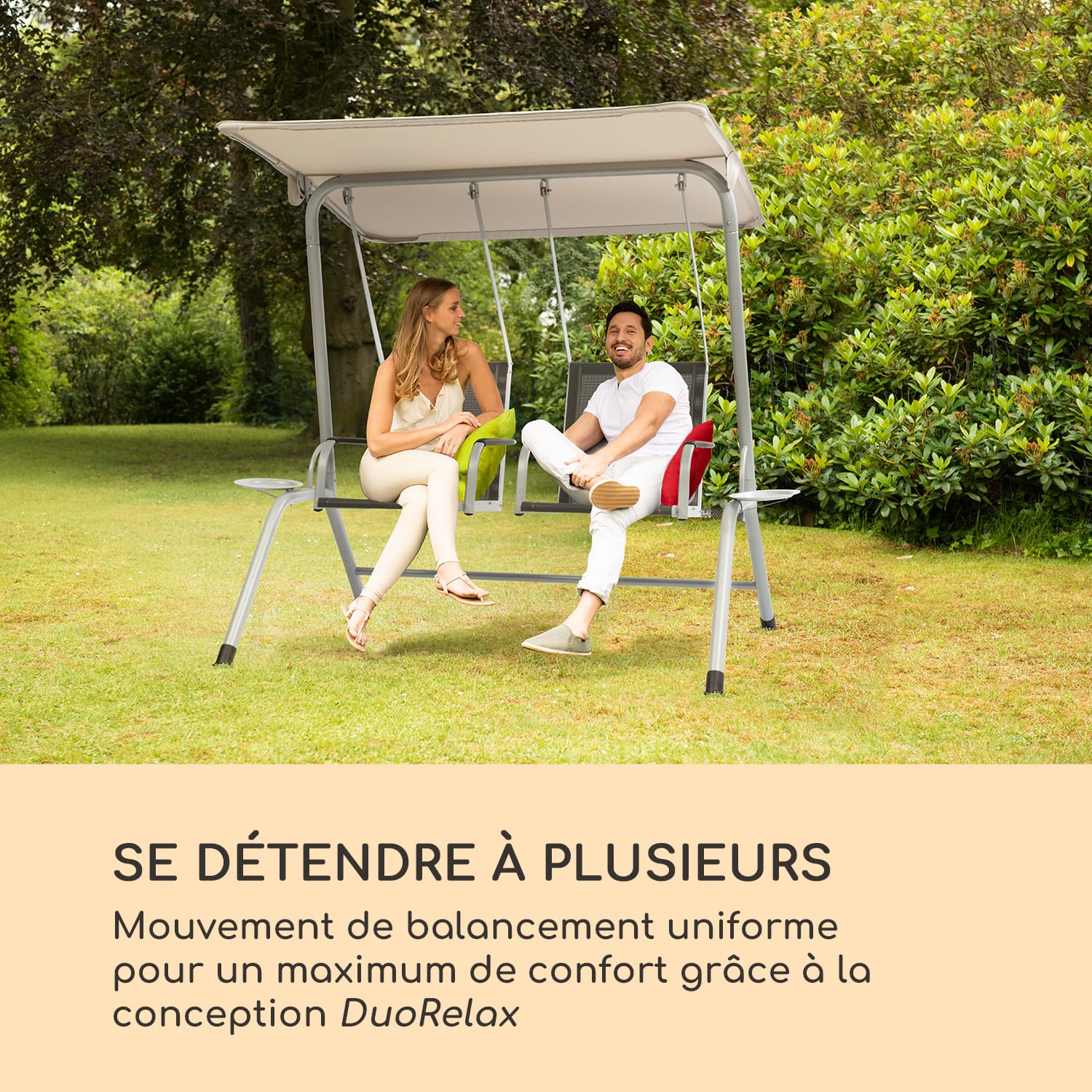 Bel Air Duo Swing Balancelle de jardin pour 2 personnes - gris & crème 