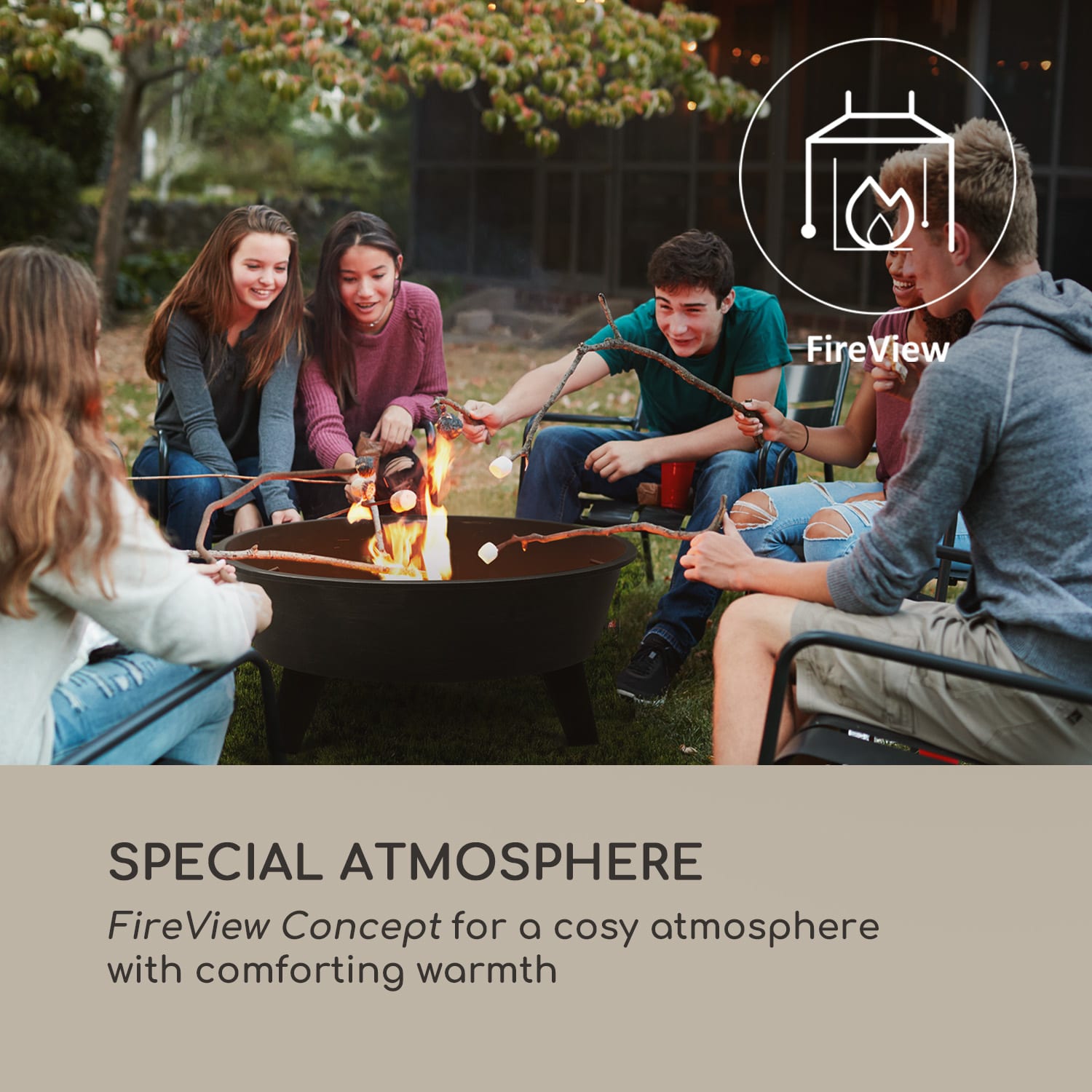 Nolana, 2 az 1-ben, tűzrakóhely és grill, Ø73cm szikrafogó, Ø64 cm grill, acél, fekete 