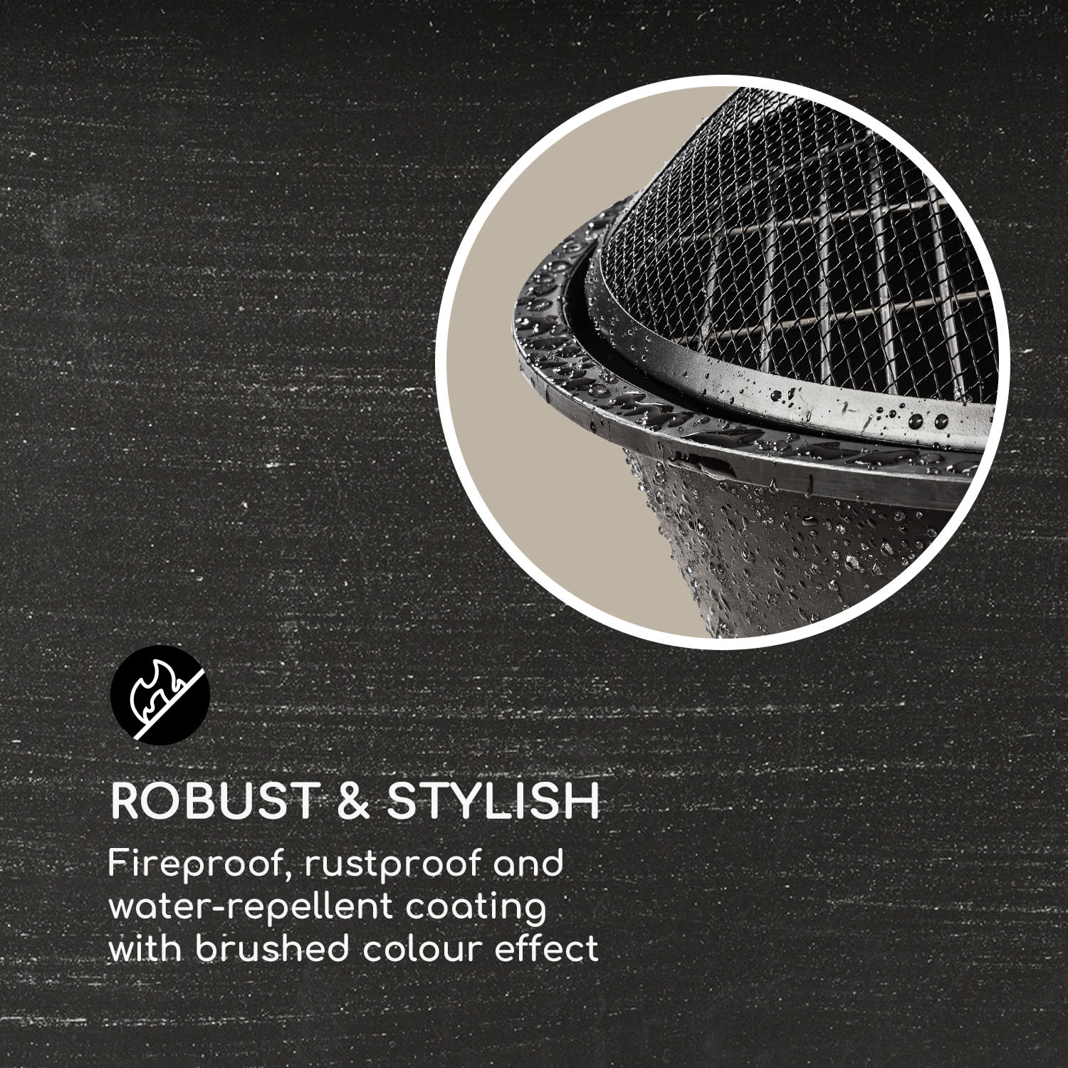 Nolana, 2 az 1-ben, tűzrakóhely és grill, Ø73cm szikrafogó, Ø64 cm grill, acél, fekete 