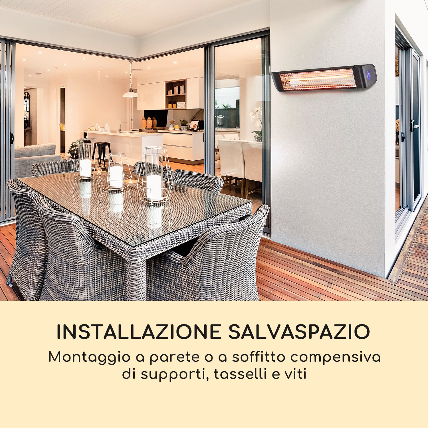 Smartwave Radiatore di Calore a Infrarossi 2400W WiFi App Control nero Nero