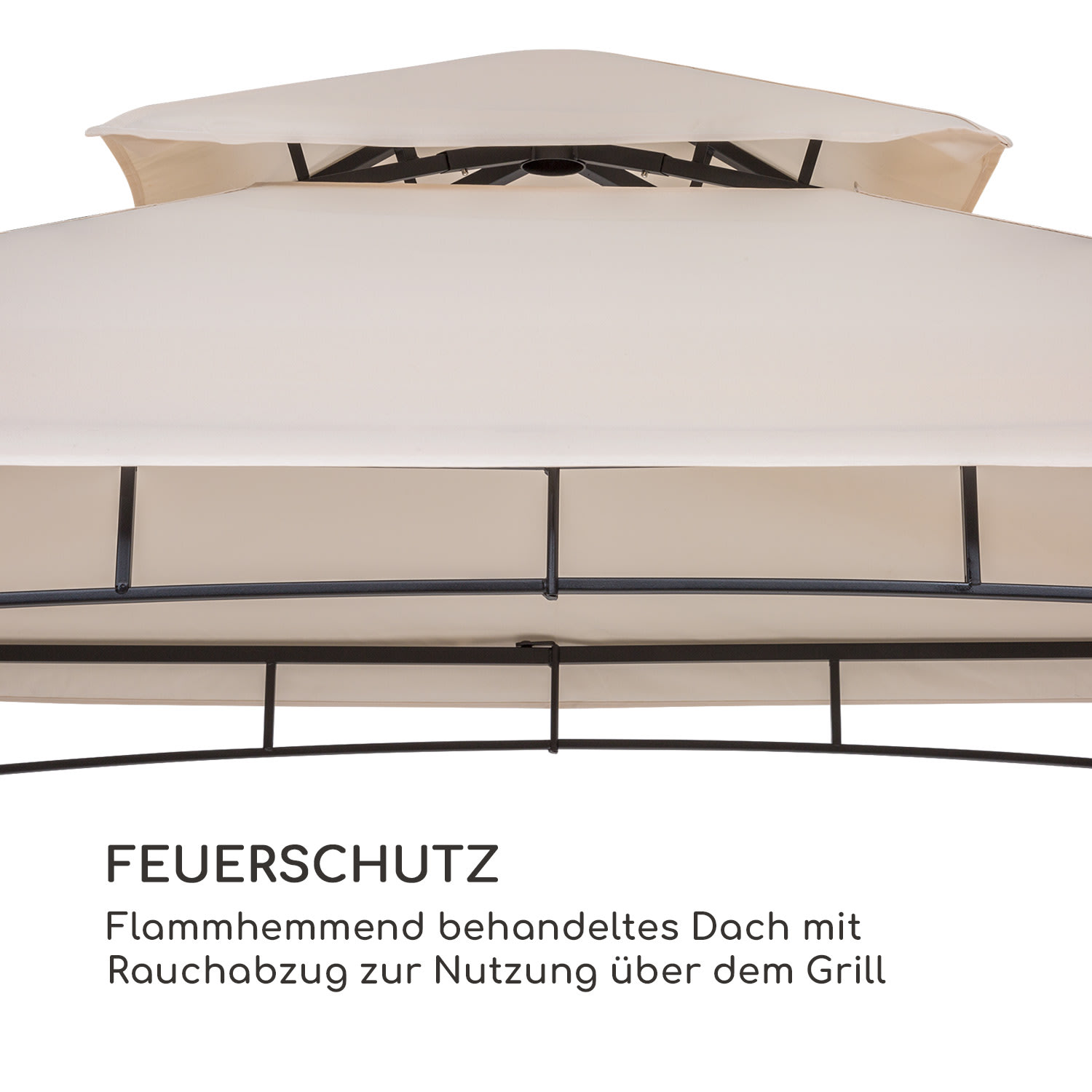 Steakhouse Wings Pavillon 244x260x152cm 160 g/m² PE flammhemmend Stahl Sand