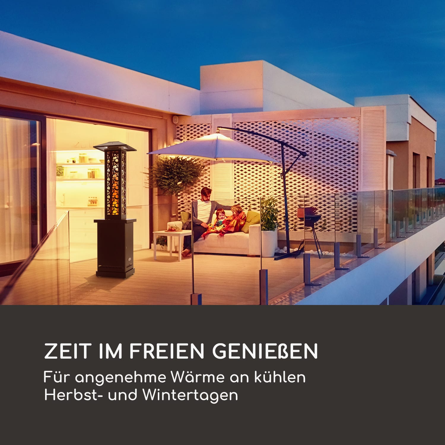 Heat Hunter Pellet-Terrassenheizer 12,2 kW mobil Edelstahl Schwarz