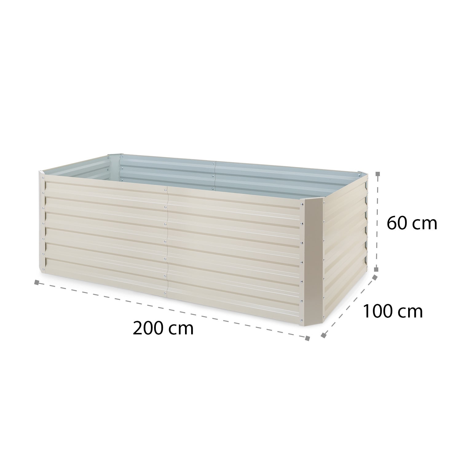 Blum High Grow Straight verhoogde kweekbak 200x60x100cm 1200l staal 200 x 100 x 60 cm | Crème