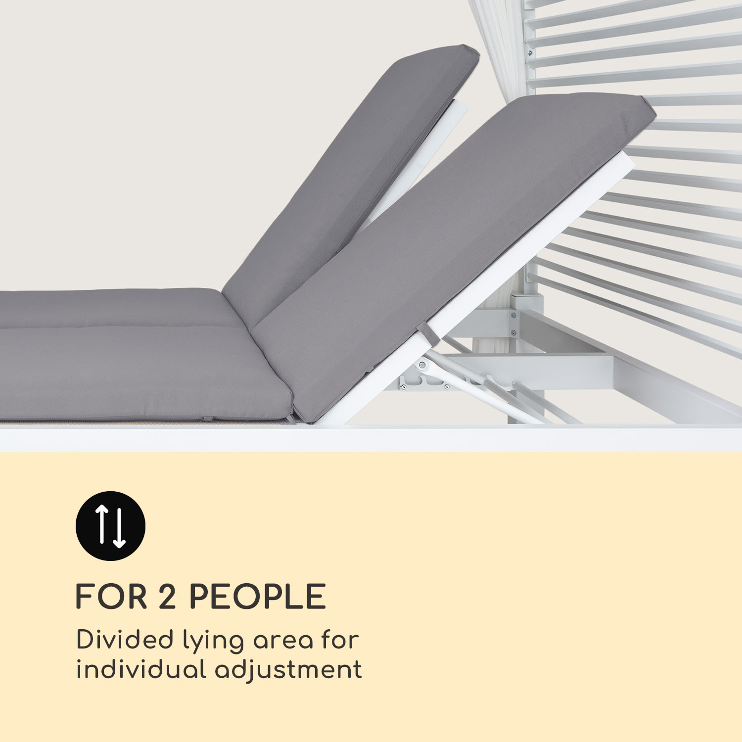Eremitage Double Lux zonnebed 4 posities 2 personen 6 cm kussen Wit / Mid Grey