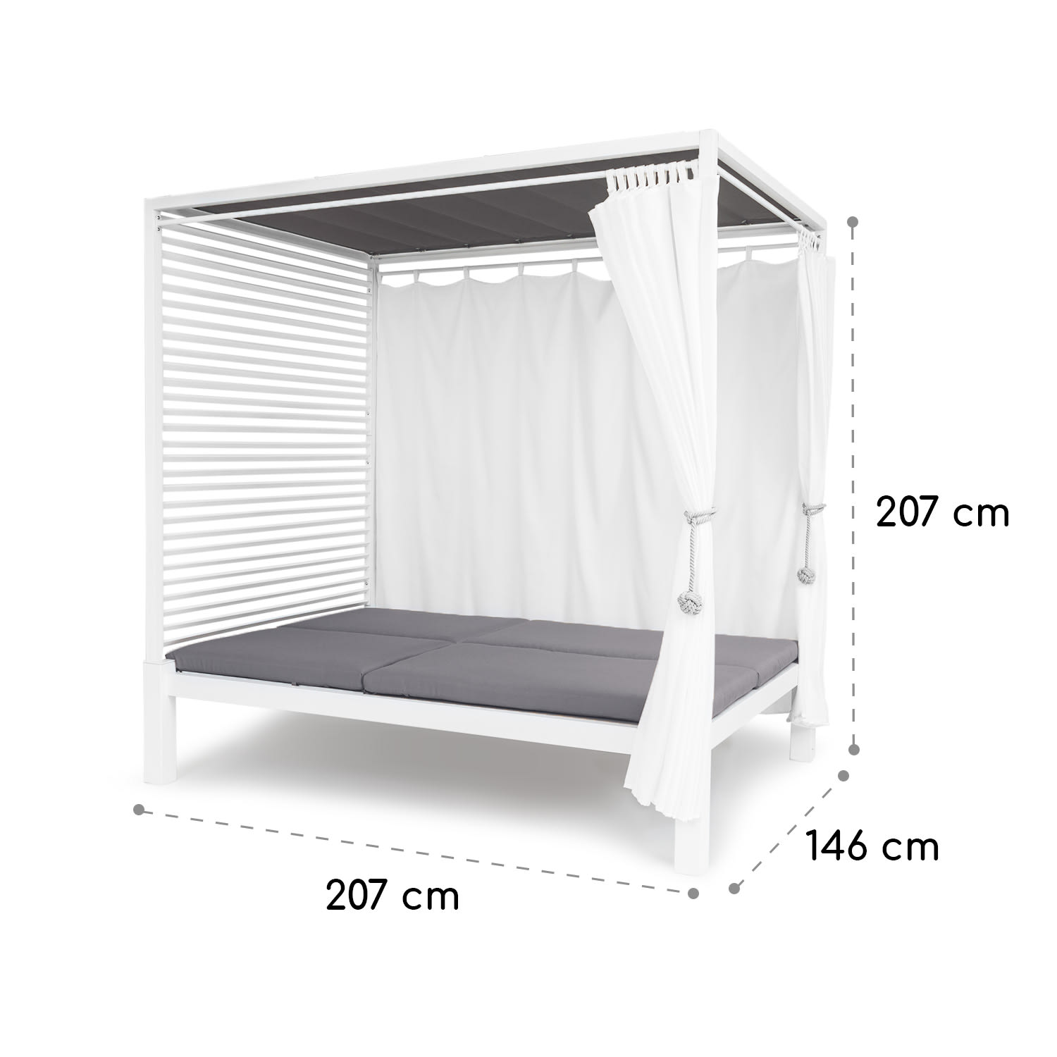 Eremitage Double Lux zonnebed 4 posities 2 personen 6 cm kussen Wit / Mid Grey