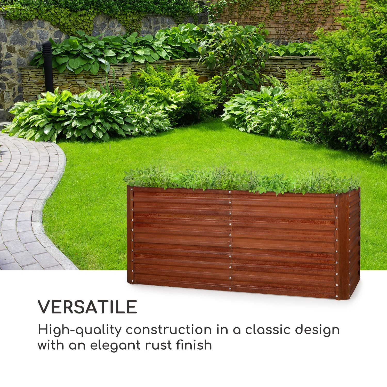 Rust Grow, raised bed, garden bed, galvanised sheet steel, rust finish 200 x 100 x 90 cm | Rust