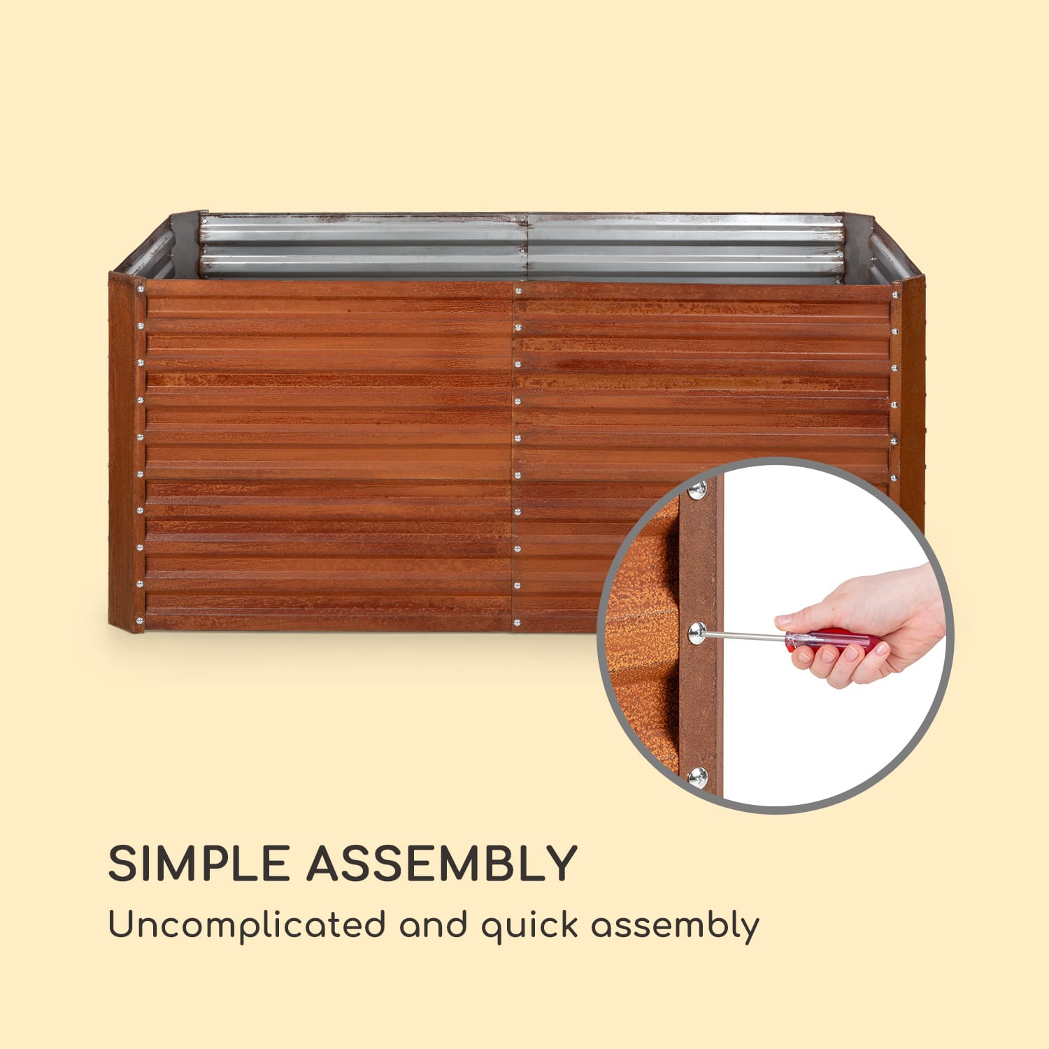 Rust Grow, raised bed, garden bed, galvanised sheet steel, rust finish 200 x 100 x 90 cm | Rust