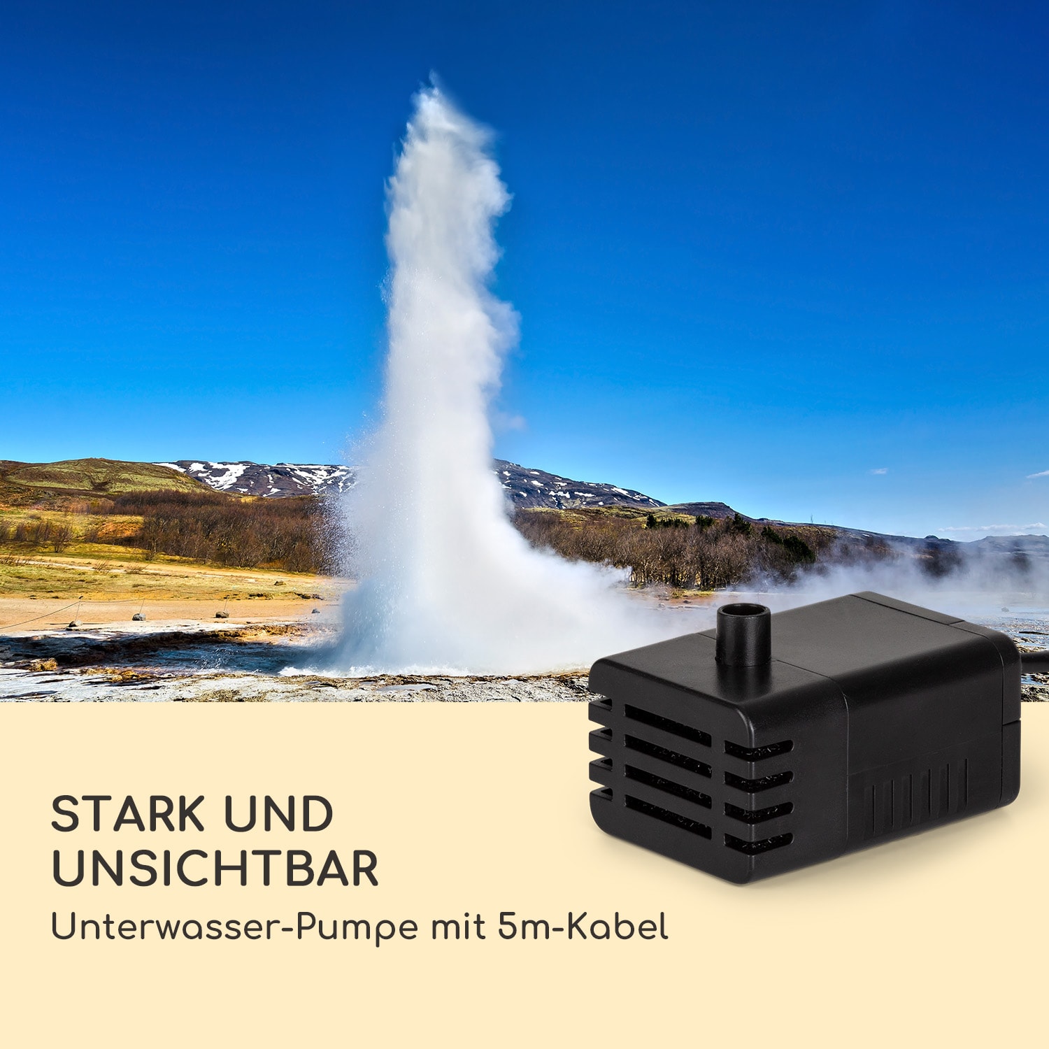 Löwenstein Wandbrunnen 2W Solar-Pumpe Polyresin 4 weiße LED 5m Kabel 