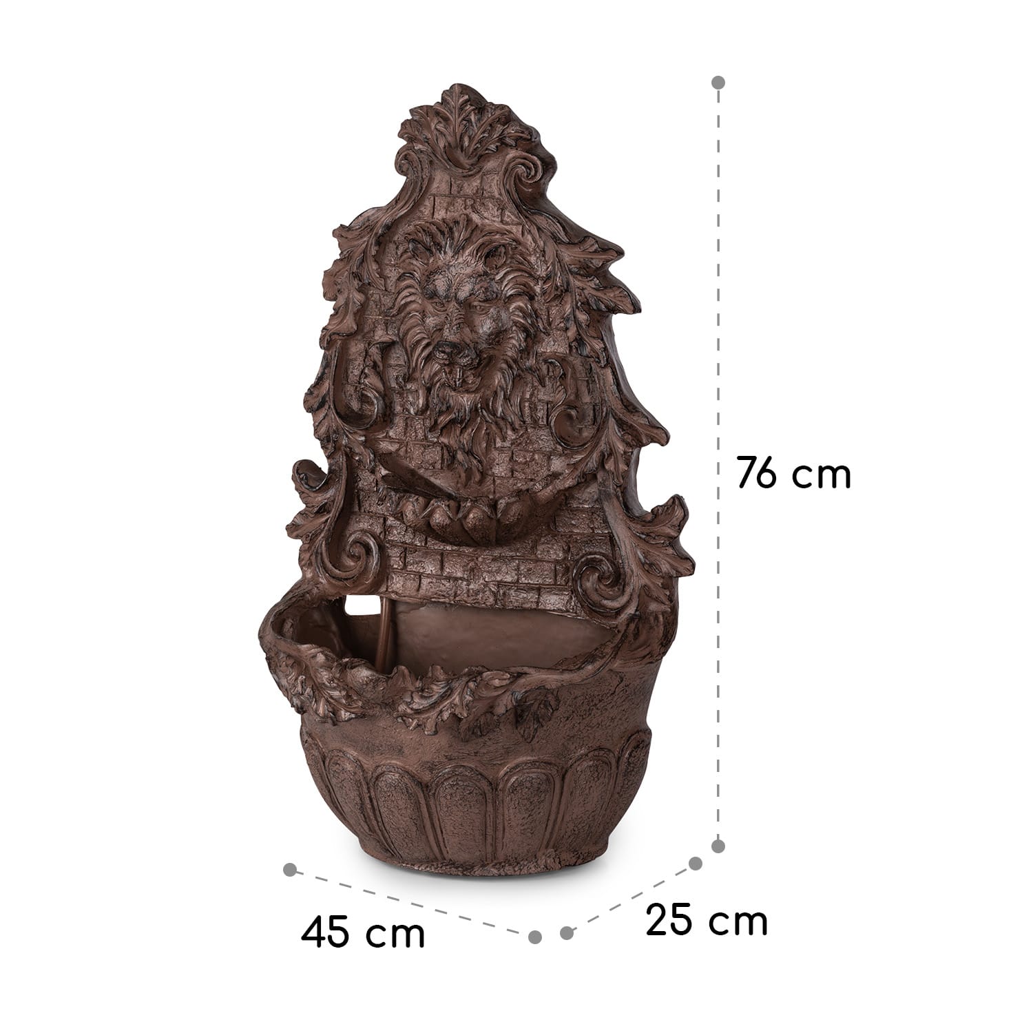 Löwenstein Wandbrunnen 2W Solar-Pumpe Polyresin 4 weiße LED 5m Kabel 
