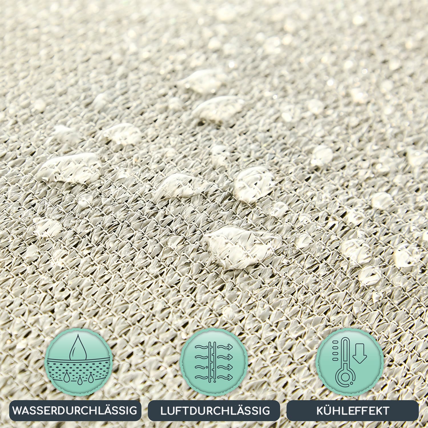 rechteckiges Sonnensegel 2x3 m mit Befestigungsringen Polyester  luftdurchlässig 