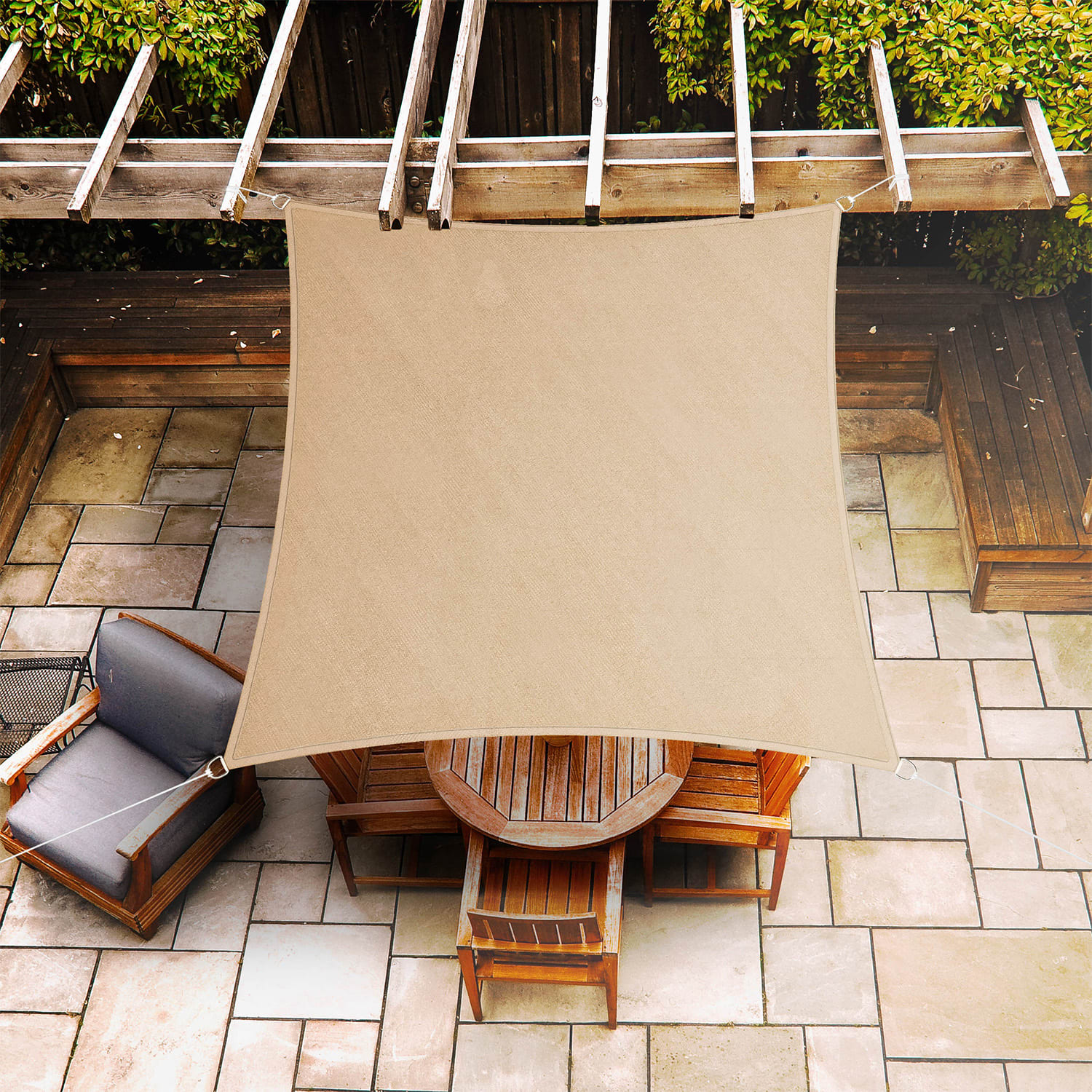 rechteckiges Sonnensegel 5x5 m Polyester luftdurchlässig 