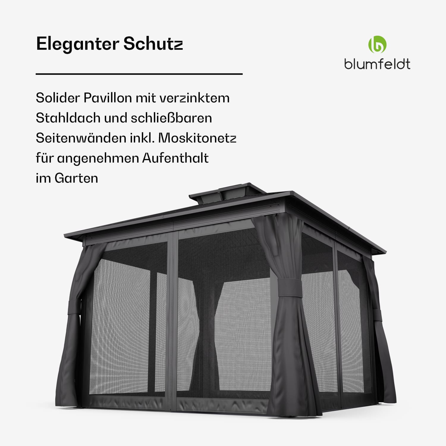 ShadeFortress Pavillon 3x3 m verzinktes Stahldach schützt vor Sonne, Regen und Wind 3 x 3 m