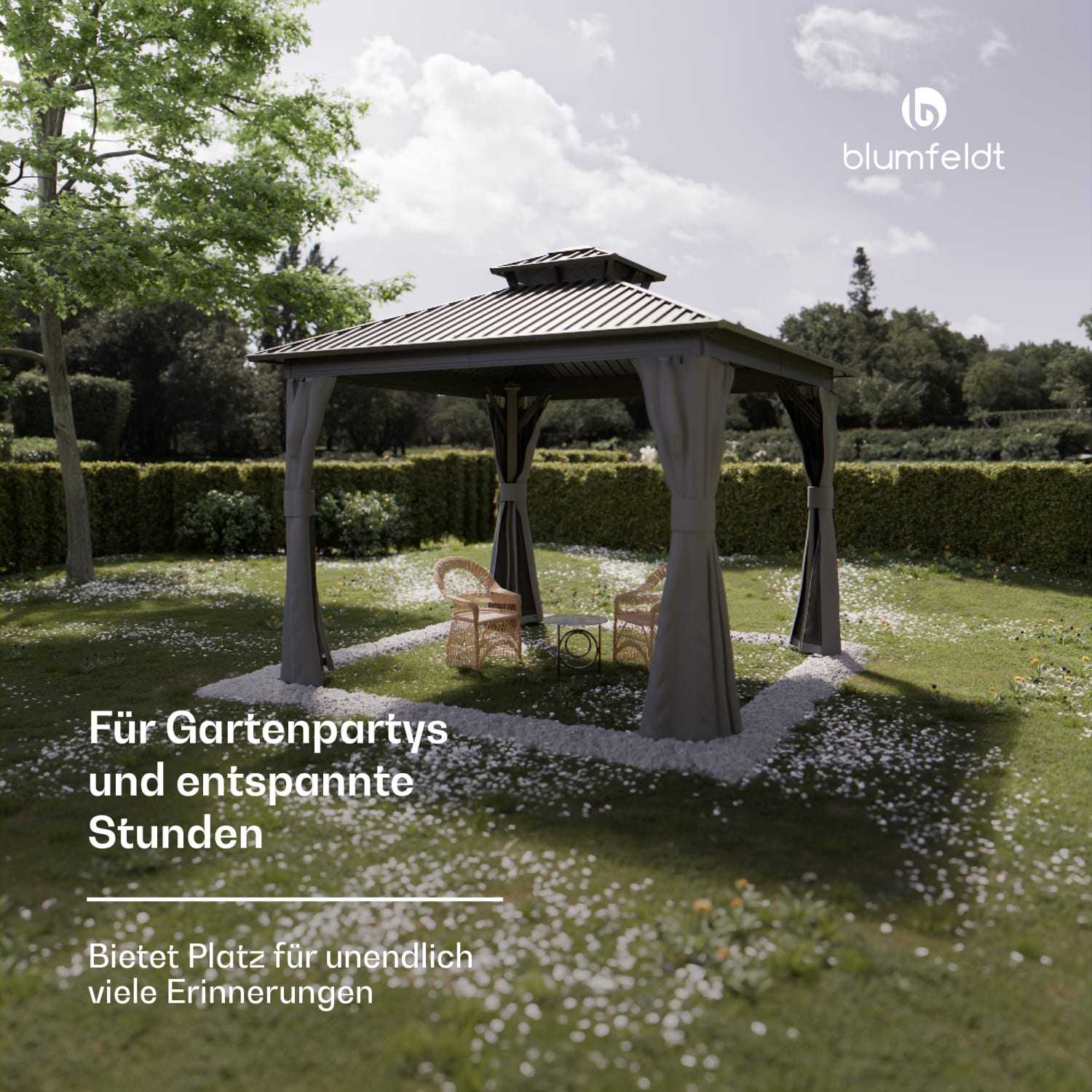 ShadeFortress Pavillon 3x3 m verzinktes Stahldach schützt vor Sonne, Regen und Wind 3 x 3 m