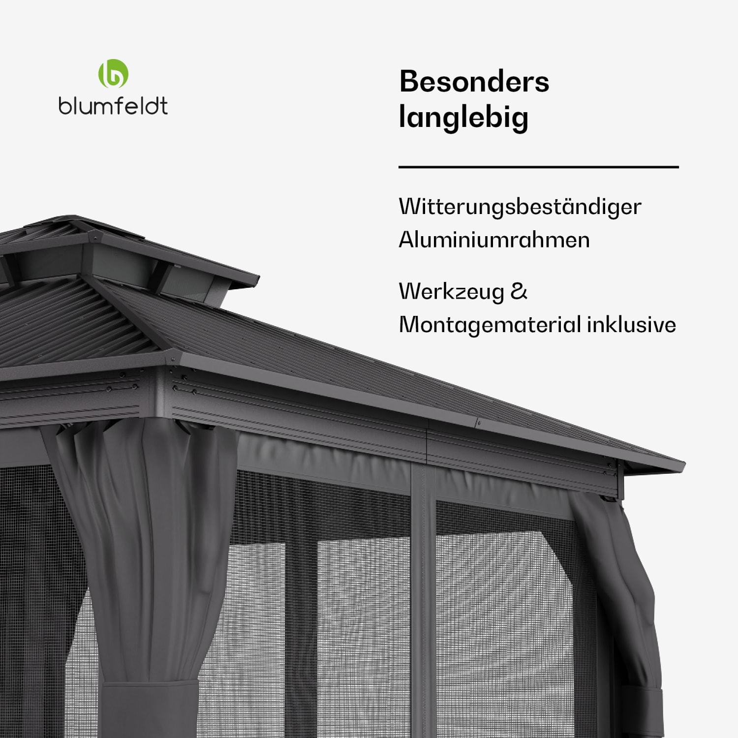 ShadeFortress Pavillon 3x3 m verzinktes Stahldach schützt vor Sonne, Regen und Wind 3 x 3 m