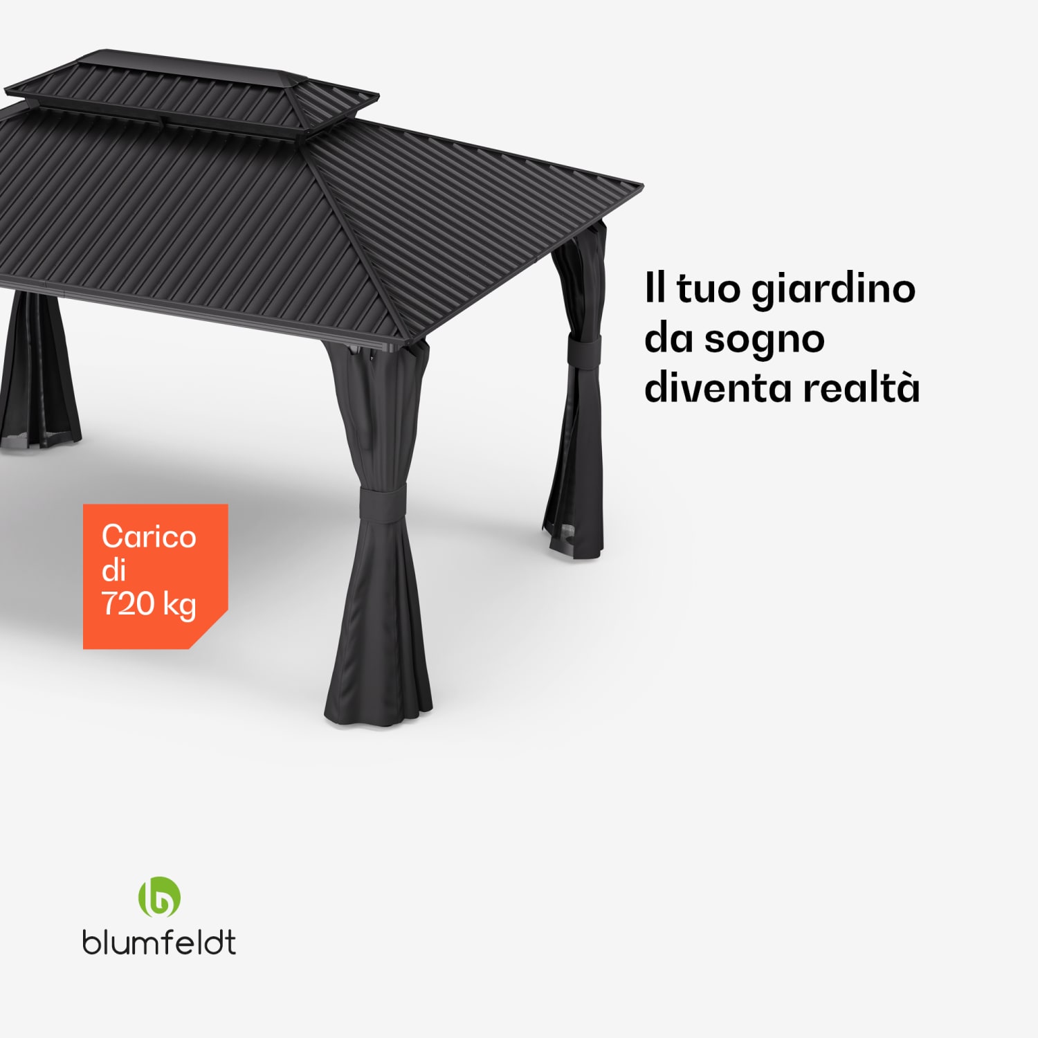 Il gazebo ShadeFortress da 4x3 m in acciaio zincato protegge dal sole, dalla pioggia e dal vento 3 x 4 m