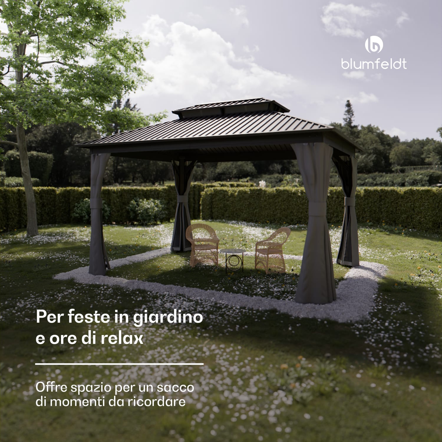 Il gazebo ShadeFortress da 4x3 m in acciaio zincato protegge dal sole, dalla pioggia e dal vento 3 x 4 m