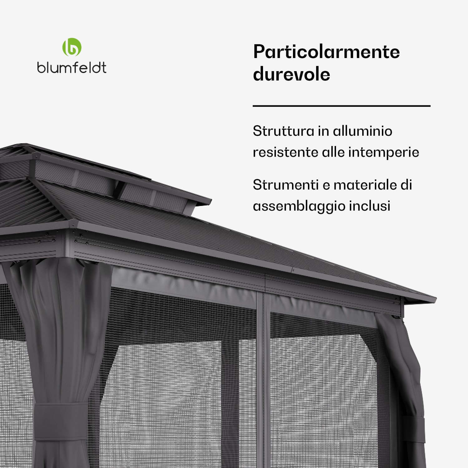 Il gazebo ShadeFortress da 4x3 m in acciaio zincato protegge dal sole, dalla pioggia e dal vento 3 x 4 m
