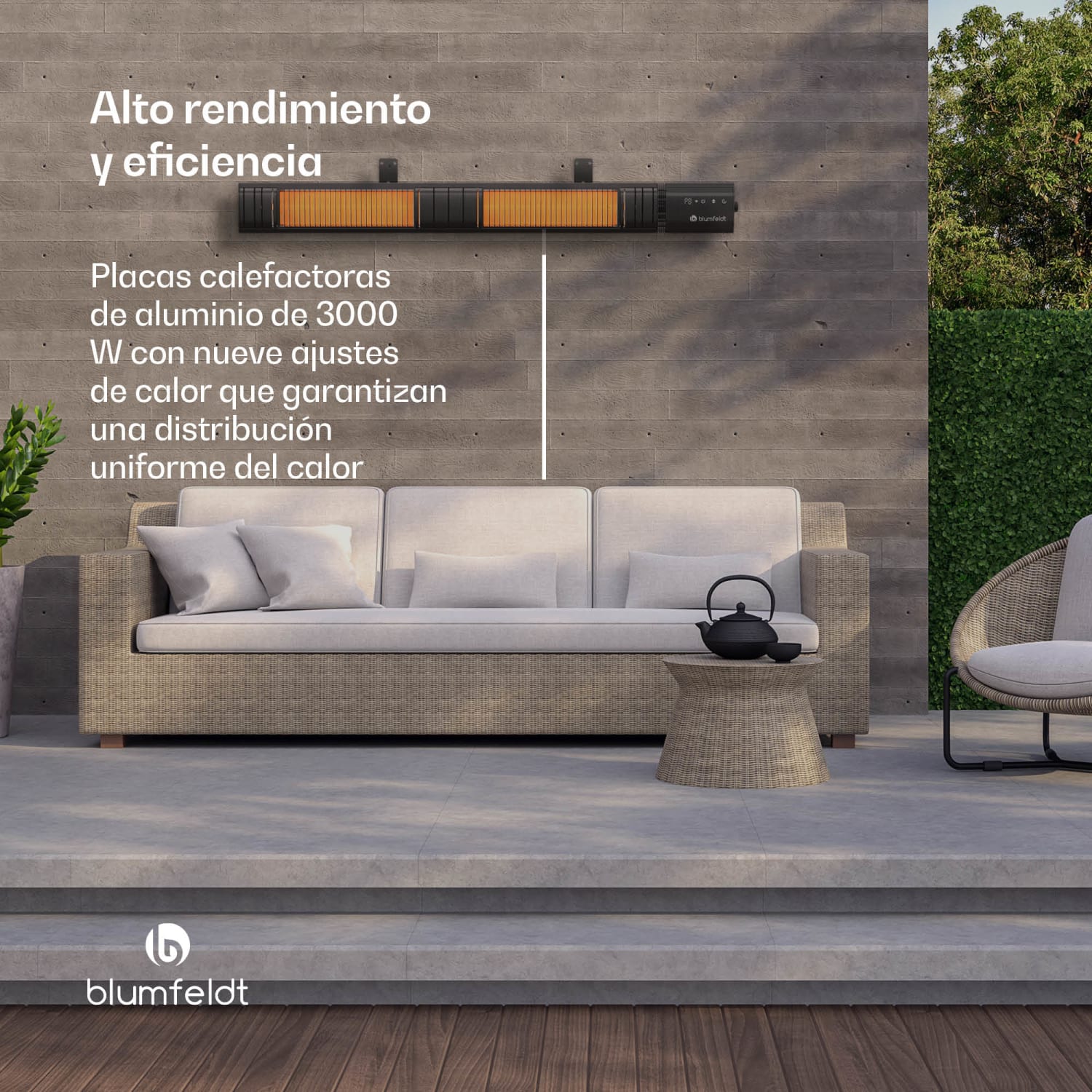 Gold Bar Slim 3000W Calefactor | 9 niveles | Función wifi | Táctil | Mando a distancia | IP65 3000 W