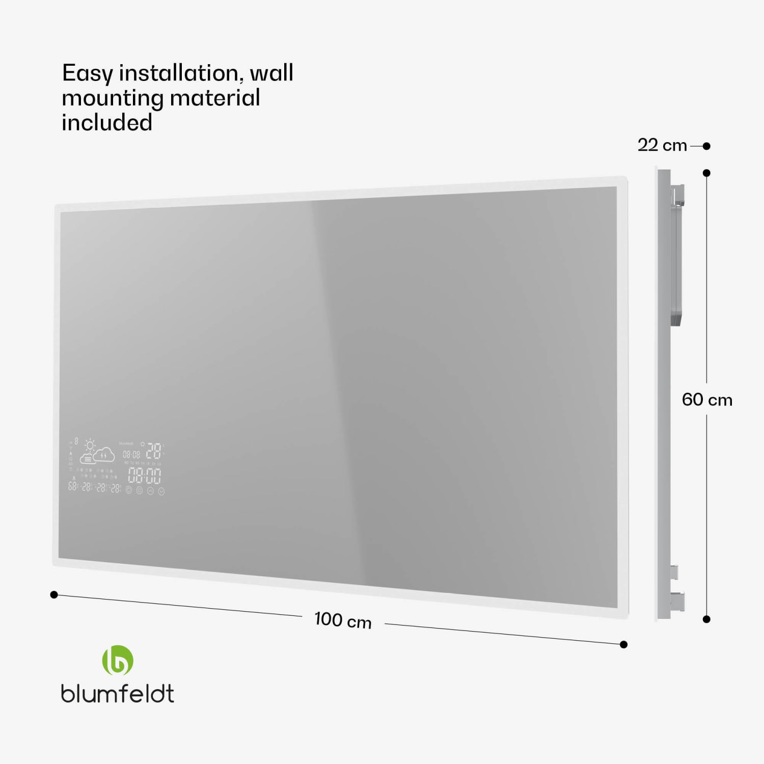 Infrared Heater | Smart Mirror | Infrarot | 500 W | IP44 100 x 60 cm | 500 W
